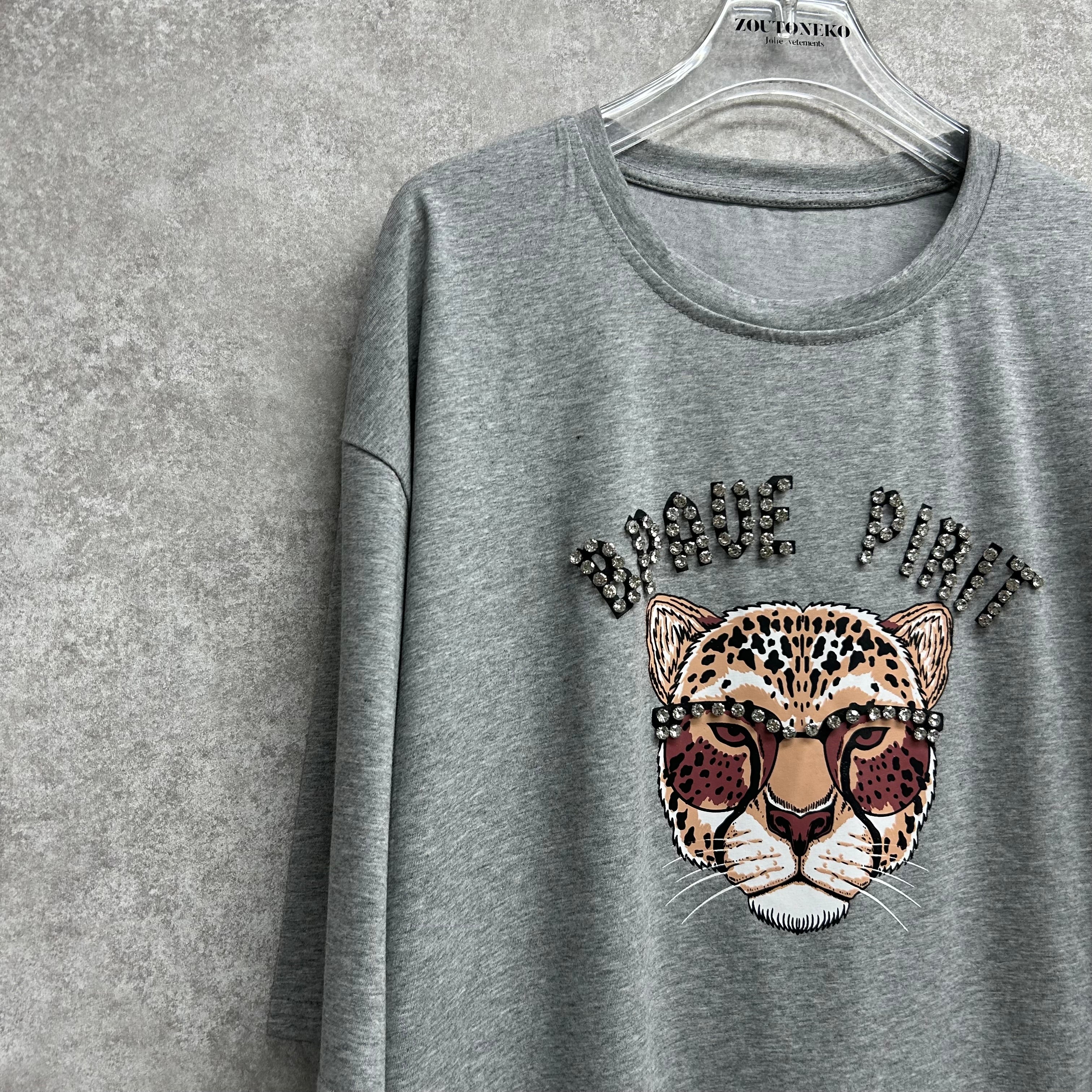 タイガービジュープリントTシャツ　-グレー-　※6/25~7/1頃より順次発送予定