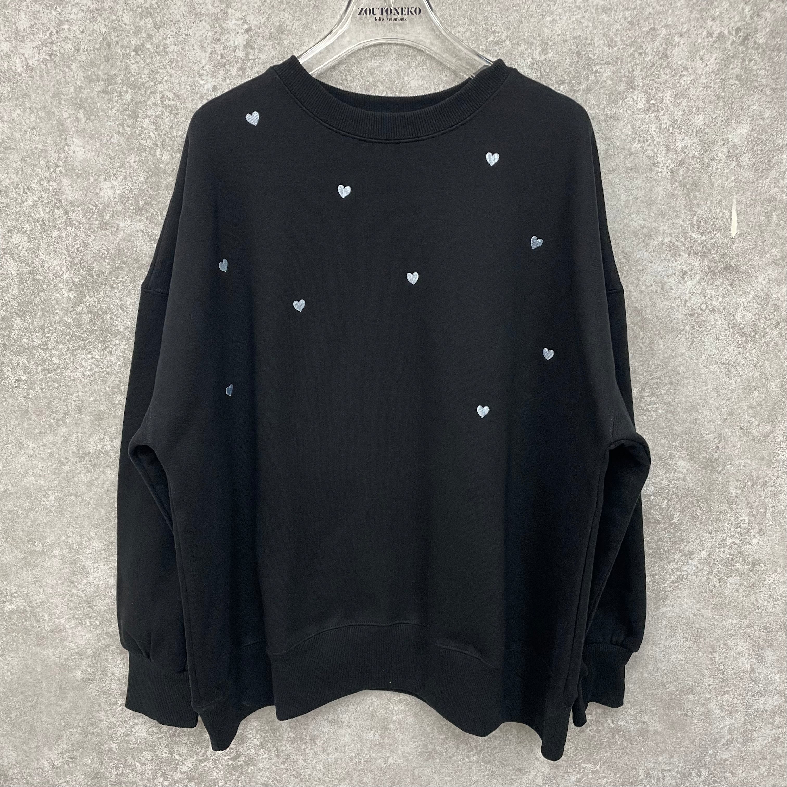 ランダムハート刺繍　クロ　※1/14~1/20頃より順次発送予定
