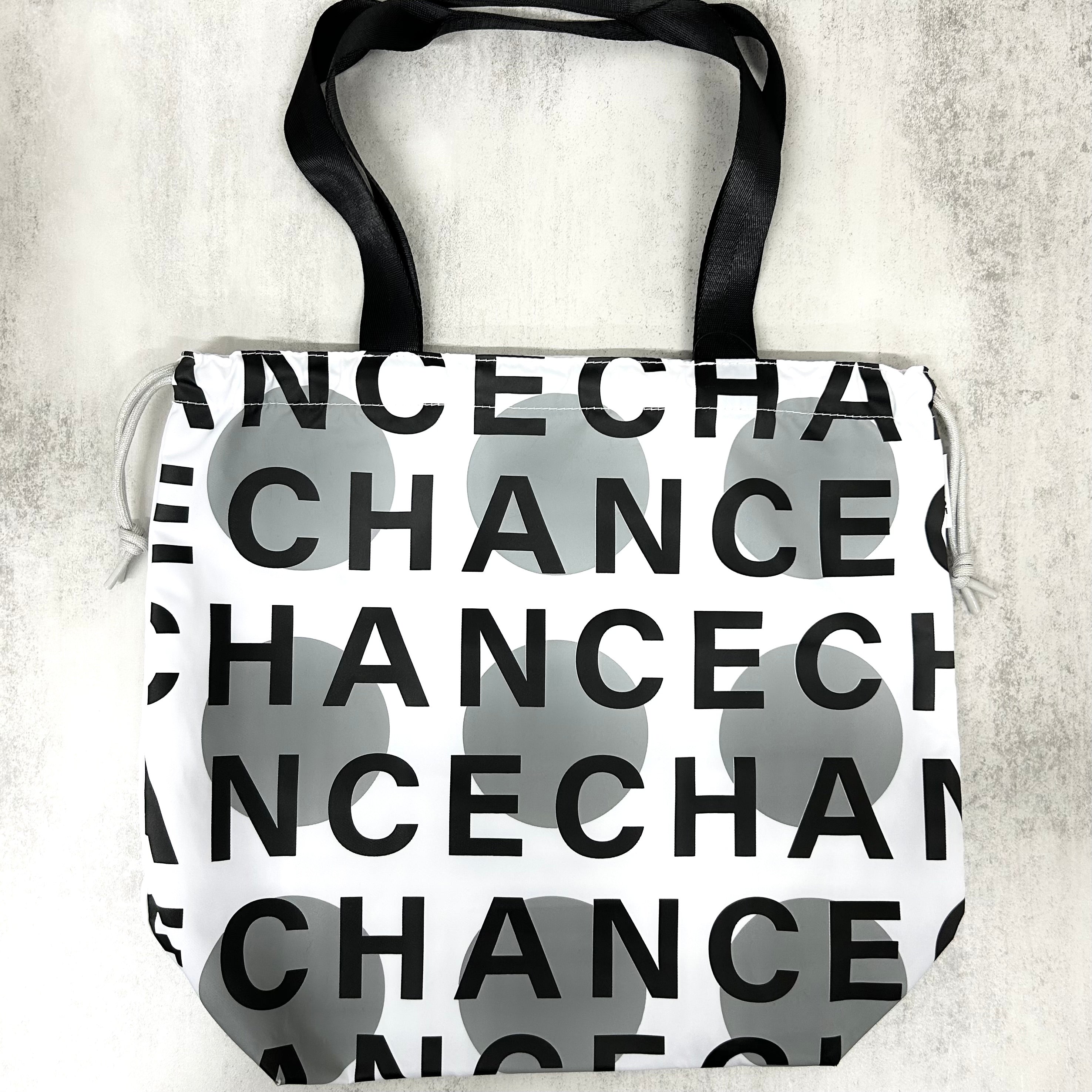 【HAPPYFACE】CHANCE 巾着ナイロントートバッグ　ホワイト　※10/22〜28より順次配送