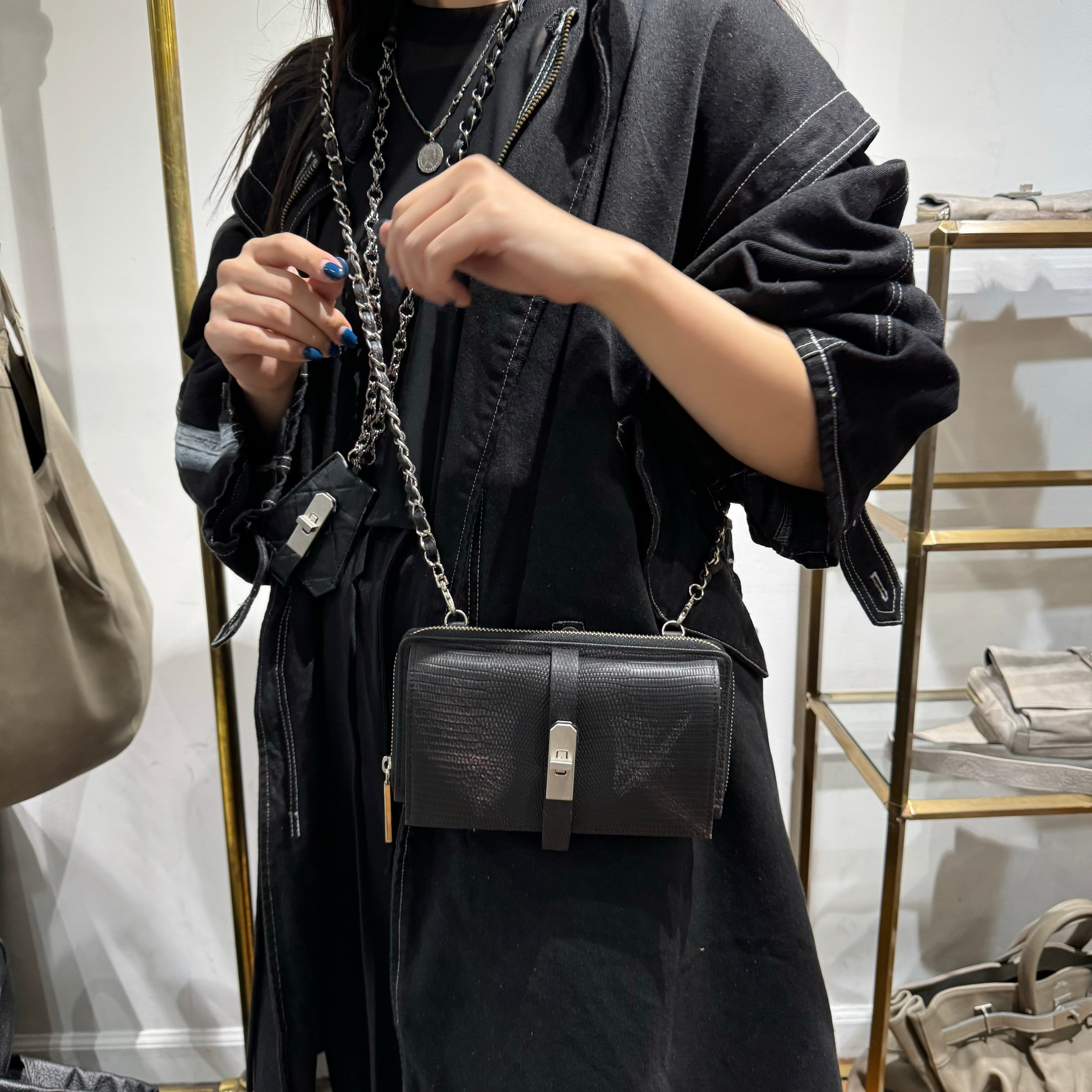 ⚠️予約【M.U.L.】 ウォレットショルダー　-vintage ブラック-　※R7. 6月末納品予定
