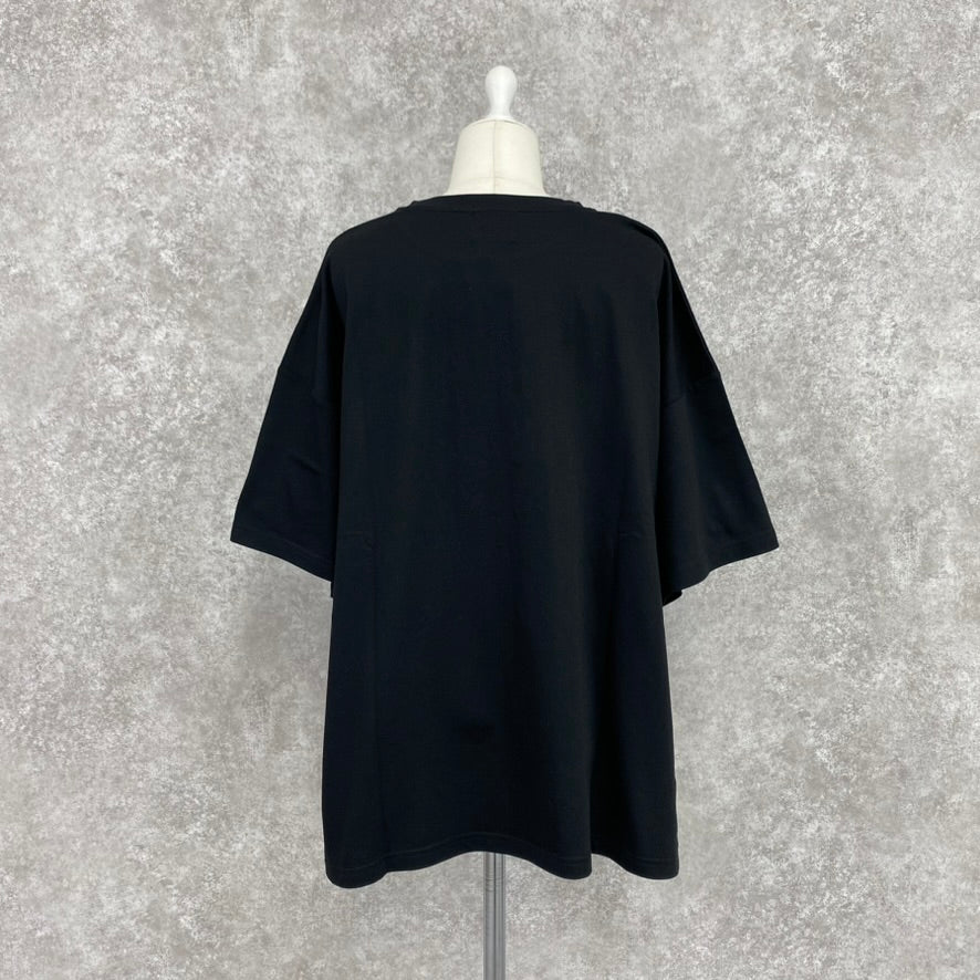 ANGRY ネコ刺繍 BIG Tシャツ -ブラック-　※7/16~22より順次発送予定