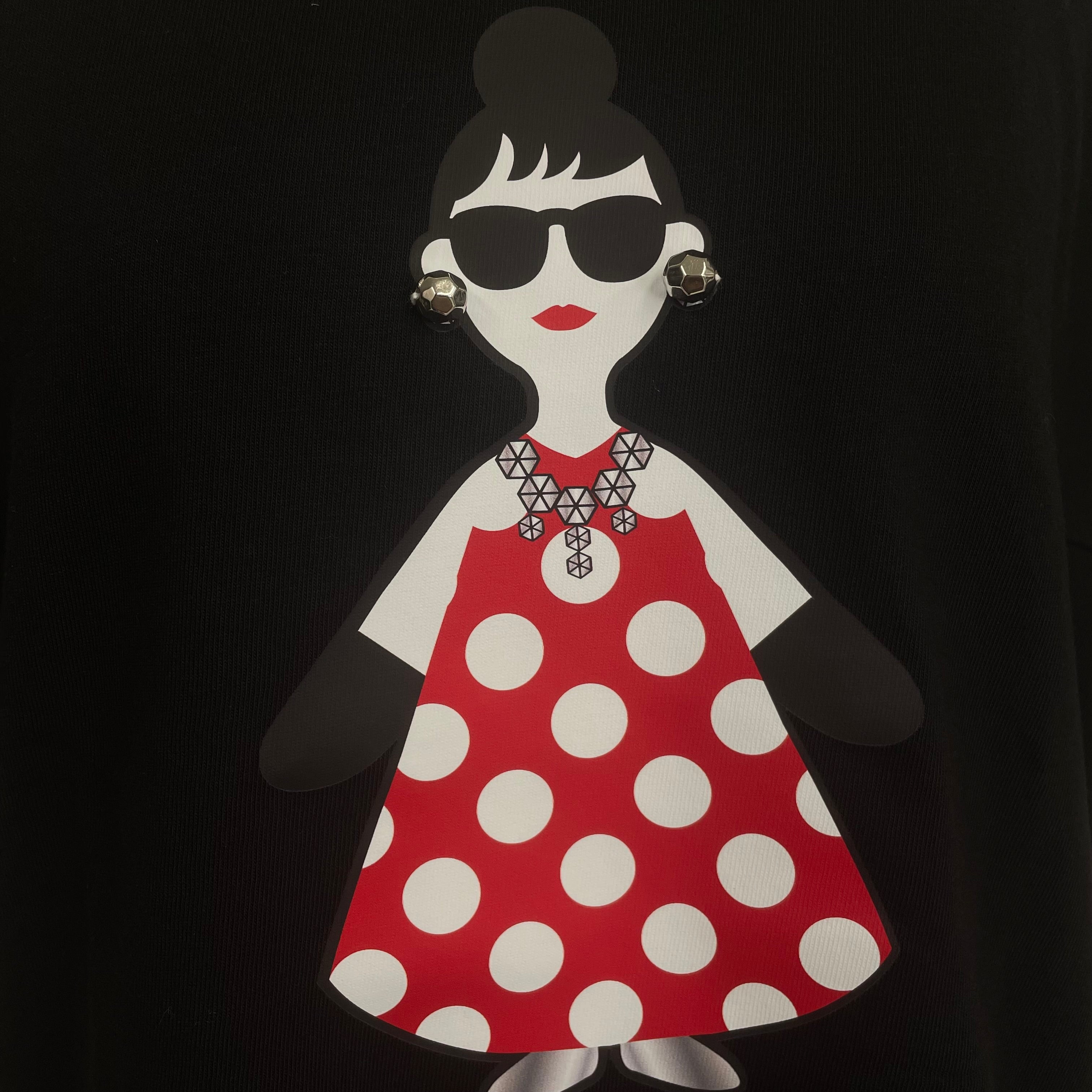【HAPPYFACE】ＥＭＭＡ水玉ドレス　Ｔシャツ　ブラック　※10/22〜28より順次配送