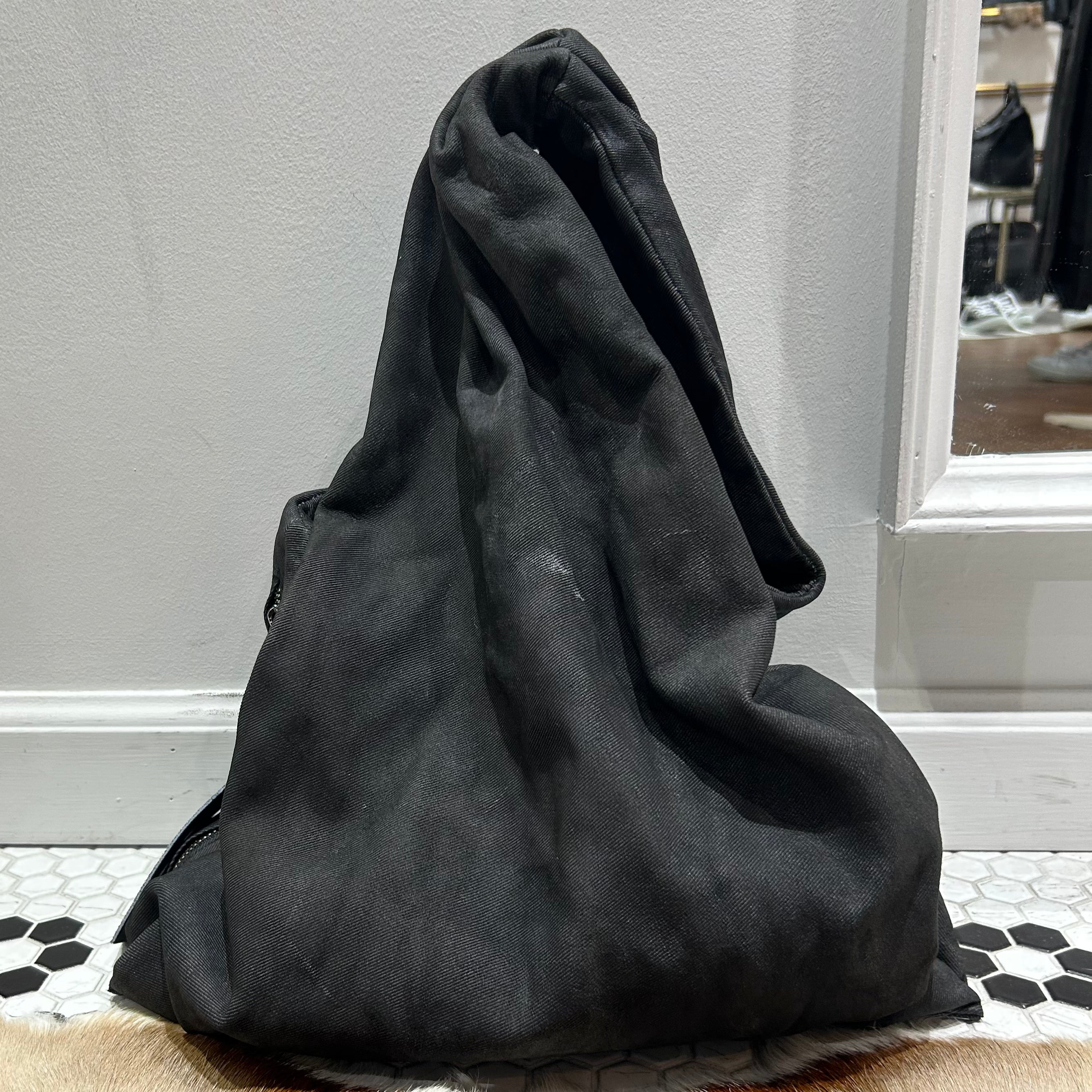 【M.U.L.】FUROSHIKI TOTE   -デニムレザーブラック-　洗い加工   ※4/22~26順次発送予定