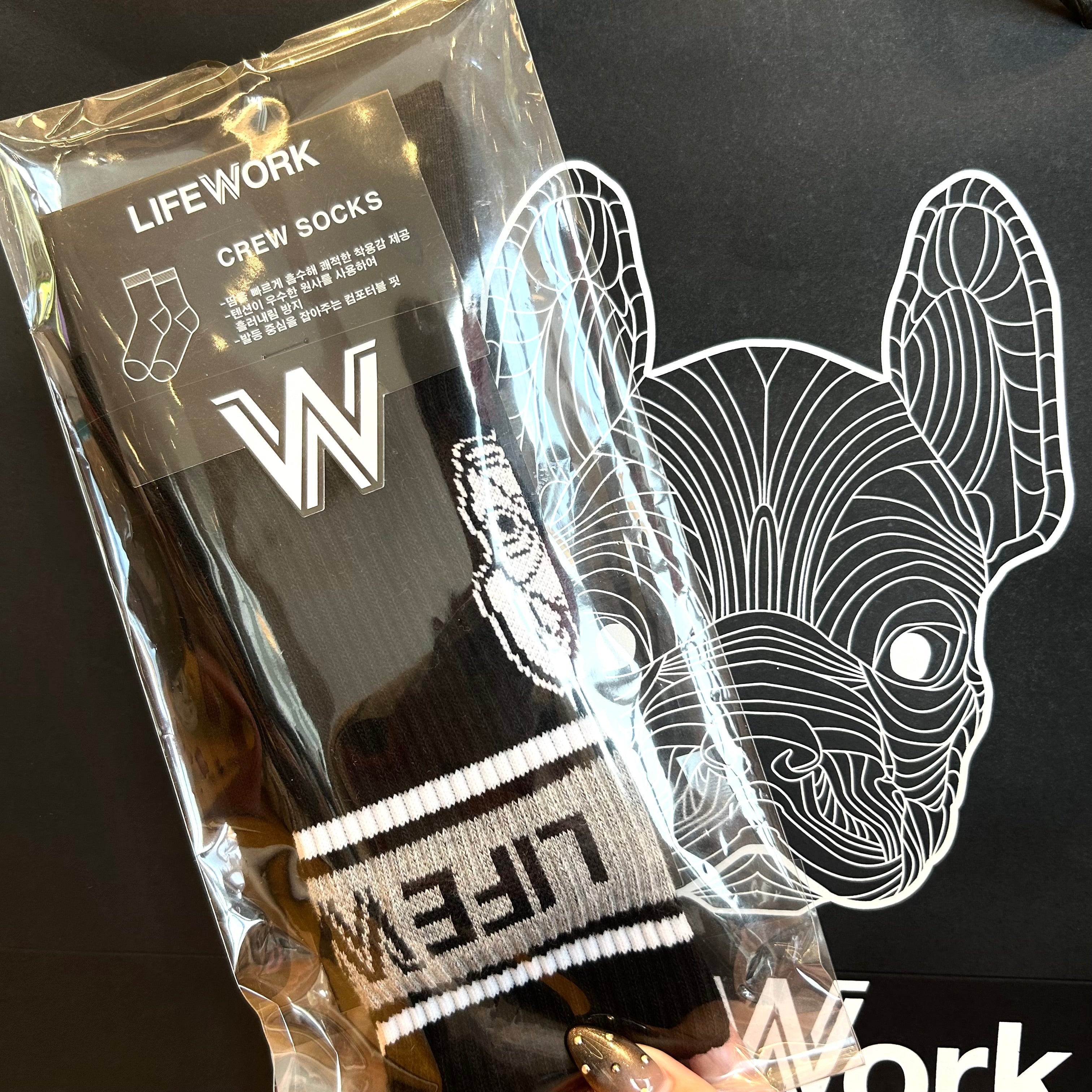 【 LIFE WORK 】ブルドックソックス -ブラック-  メンズ　 ※7/8-15頃より順次配送