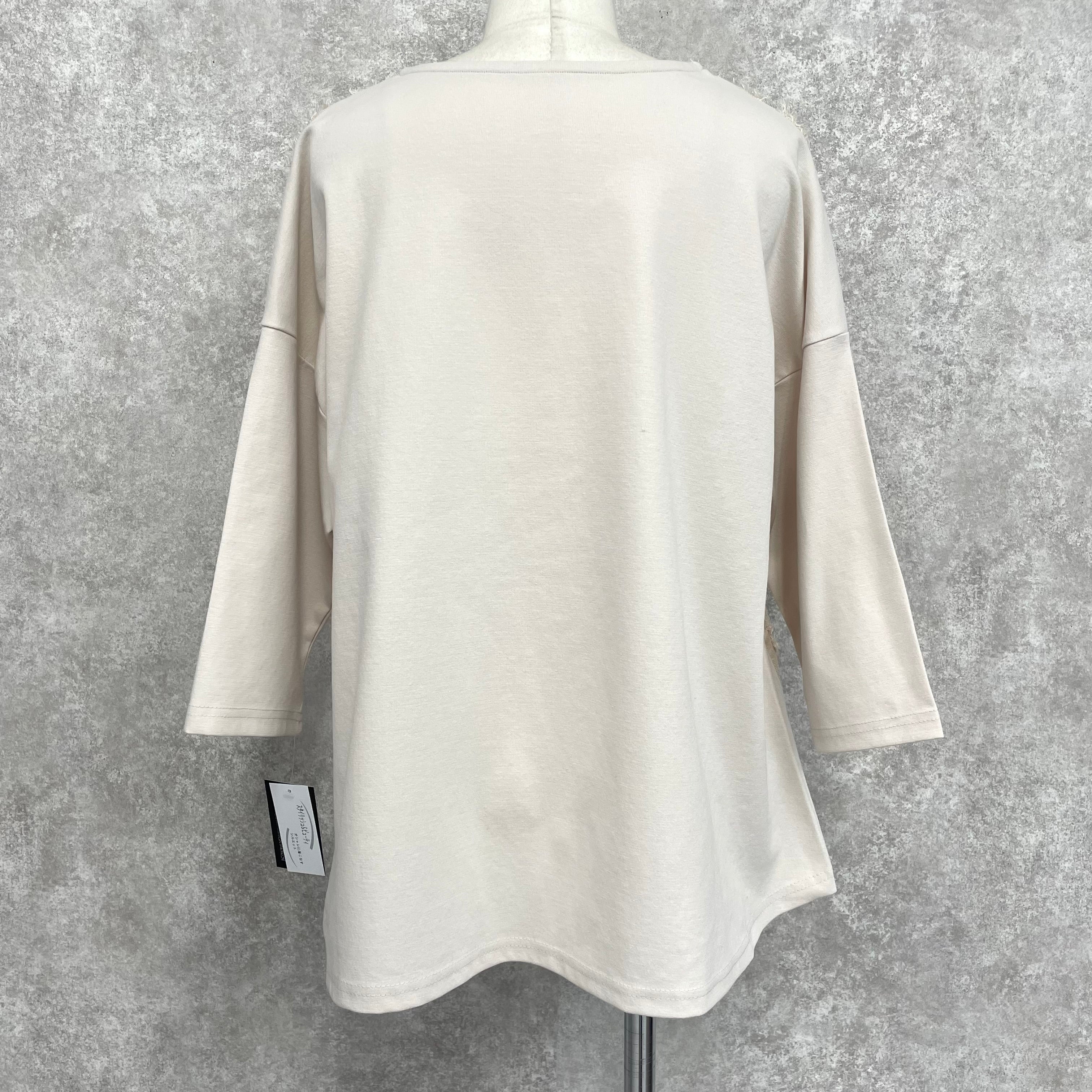 フリンジチェックTシャツ　-ベージュ-　※3/19~25迄に順次発送予定