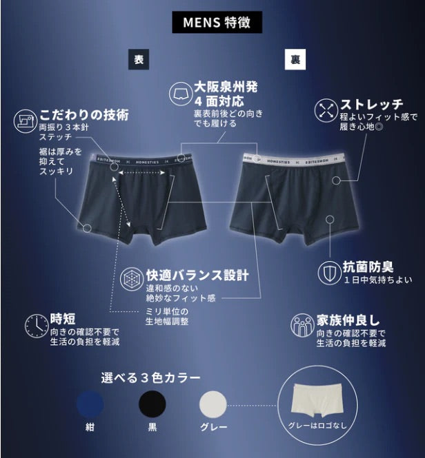 【裏表前後なし/ポリ】MENS ∞ ボクサーパンツ / グレー / ※1/28~2/3頃より順次配送予定