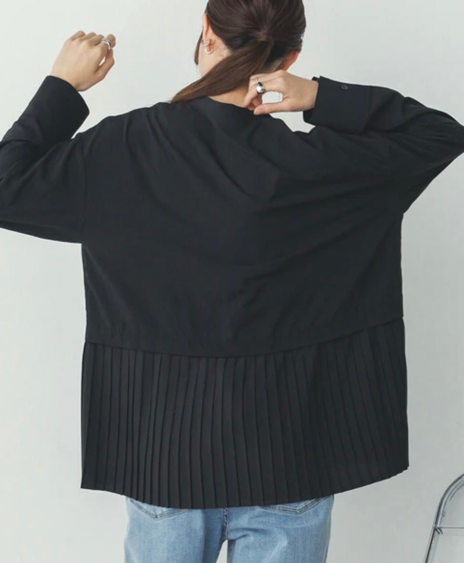 【hunch】スパンローン気流染め バックプリーツシャツ　-ブラック-　※3/19~25迄に順次発送予定