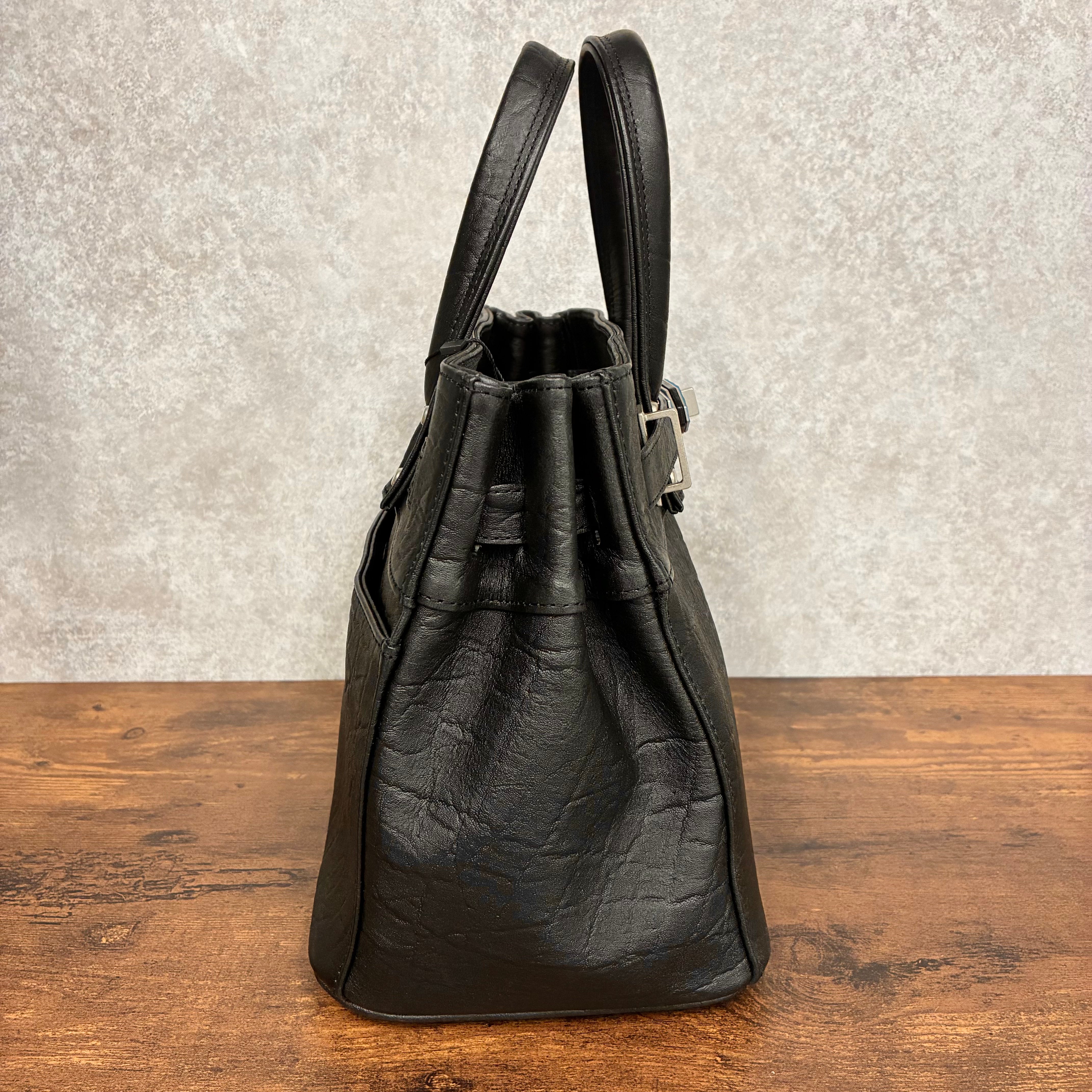 【MUL063】stud series トート　S　エレファント型押し　-ブラック-   ブロンズライン入り　※7/2〜7/12より事務所から順次発送予定