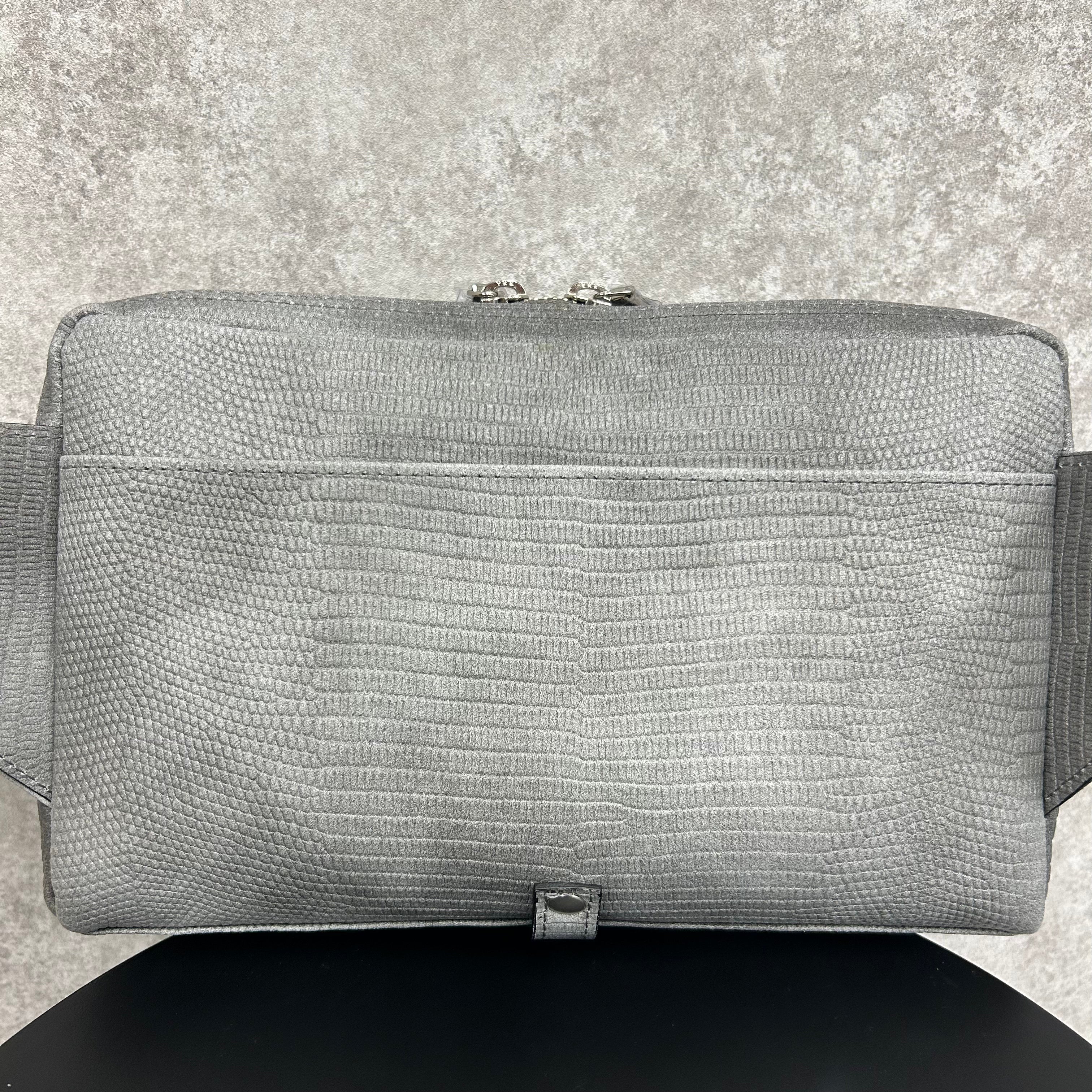 【MUL013】ボディバック　ホワイトヌバック汚し加工　リザード型押し　※2/10〜17頃より順次発送予定