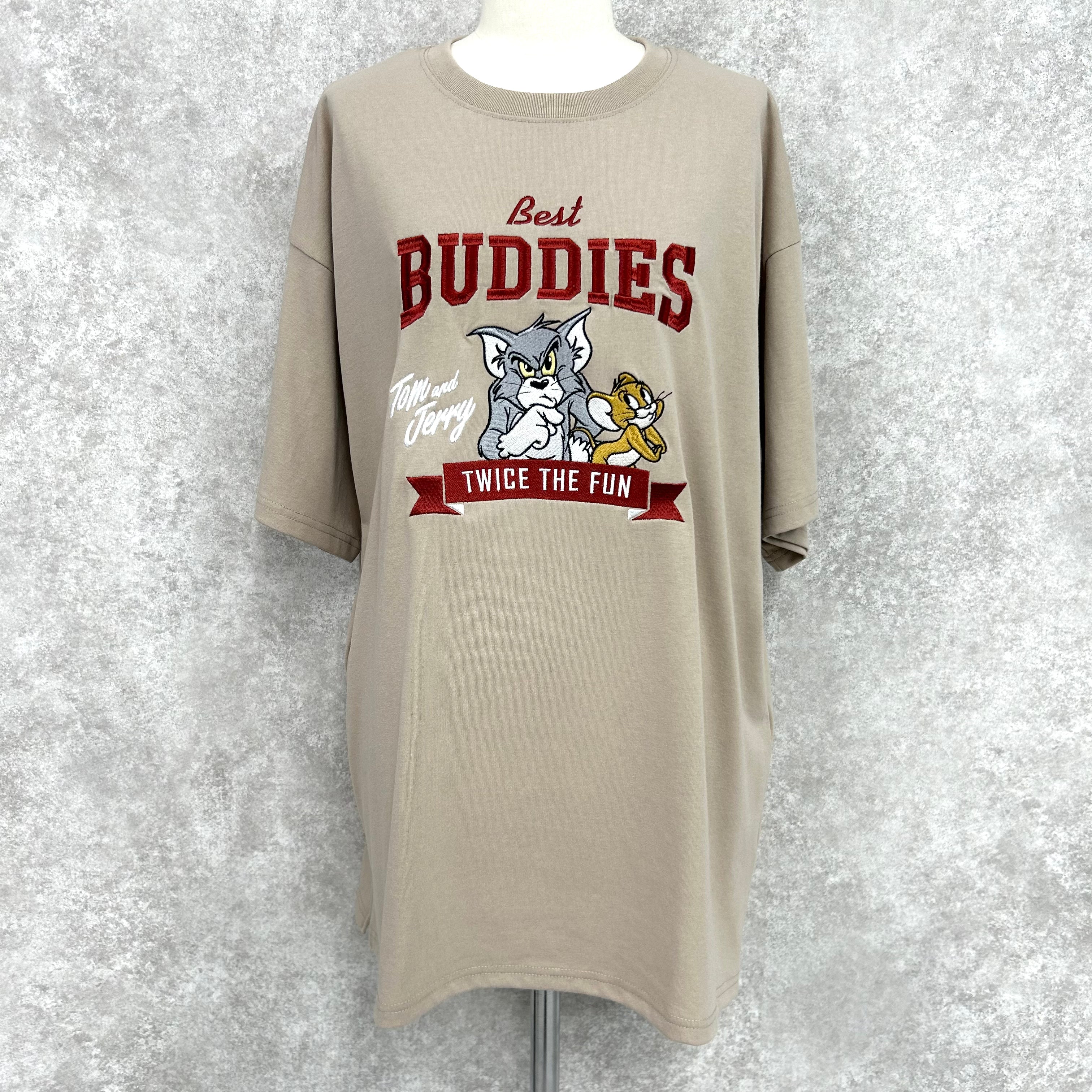 トム＆ジェリーBUDDIES Tシャツ Lサイズ -ベージュ-　※10/15-21頃より順次配送予定