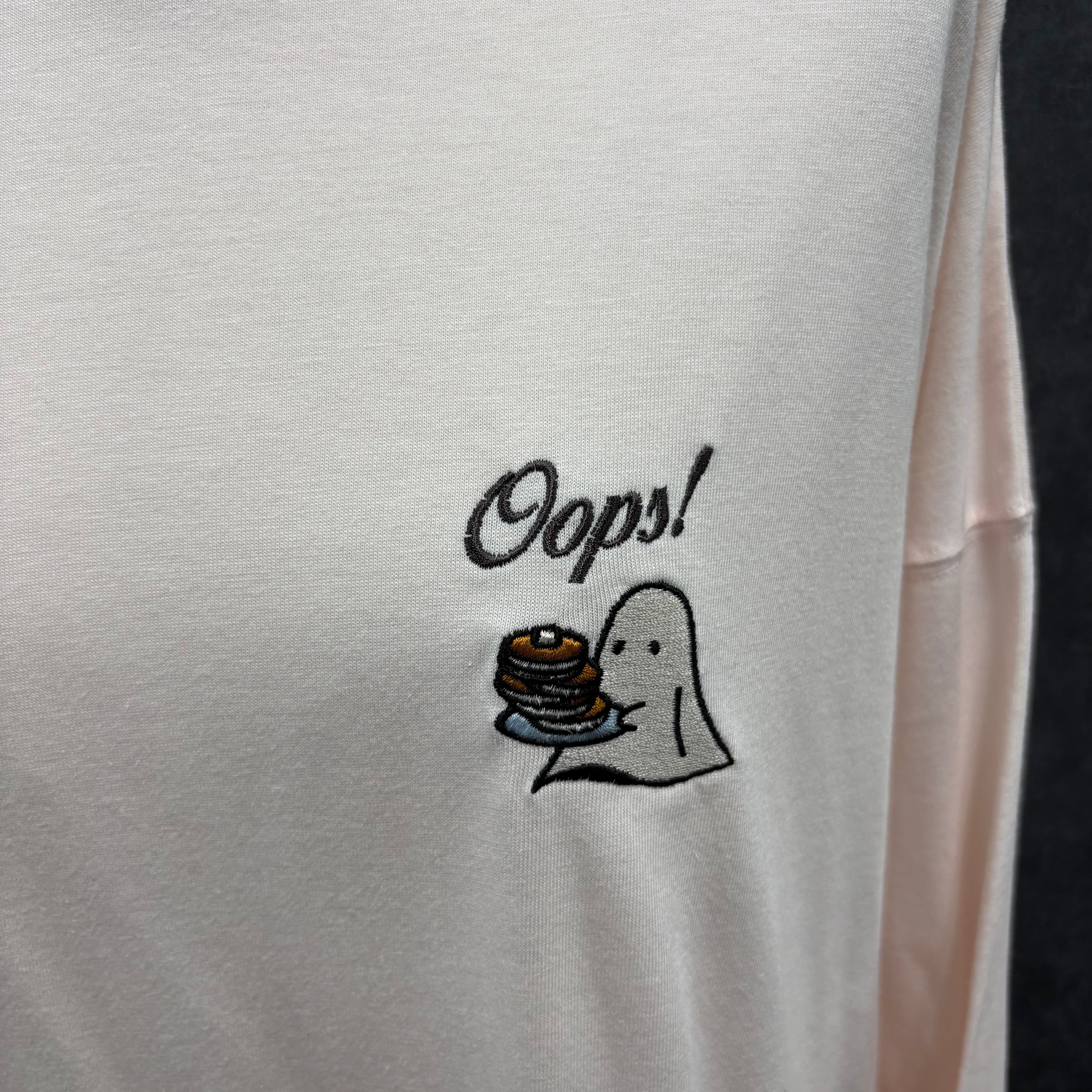 パンケーキおばけ刺繍＆プリントビックロンT　-ミルキーピンク-　※5/14~5/20迄に順次発送予定