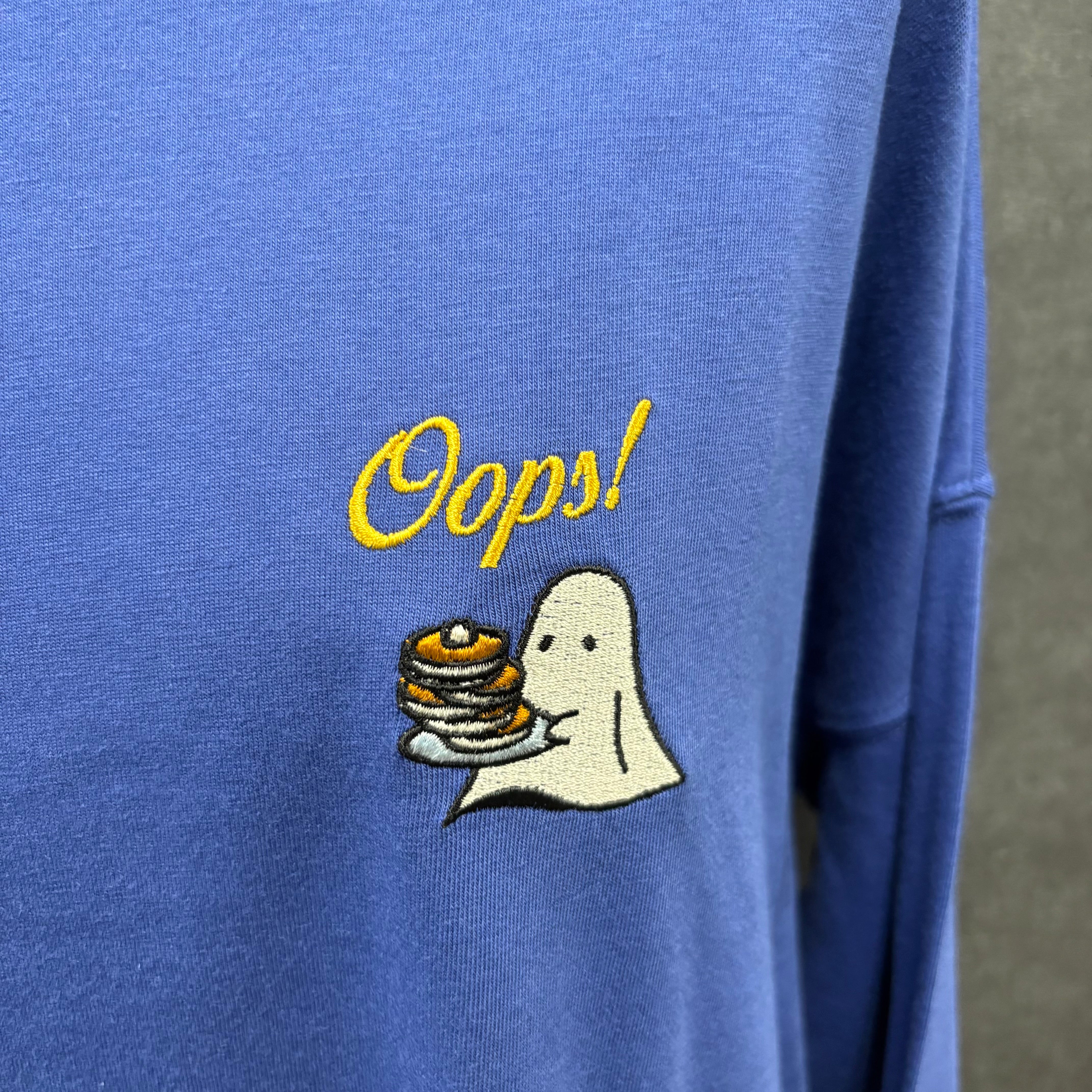 パンケーキおばけ刺繍＆プリントビックロンT　-ブルー-　※5/14~5/20迄に順次発送予定
