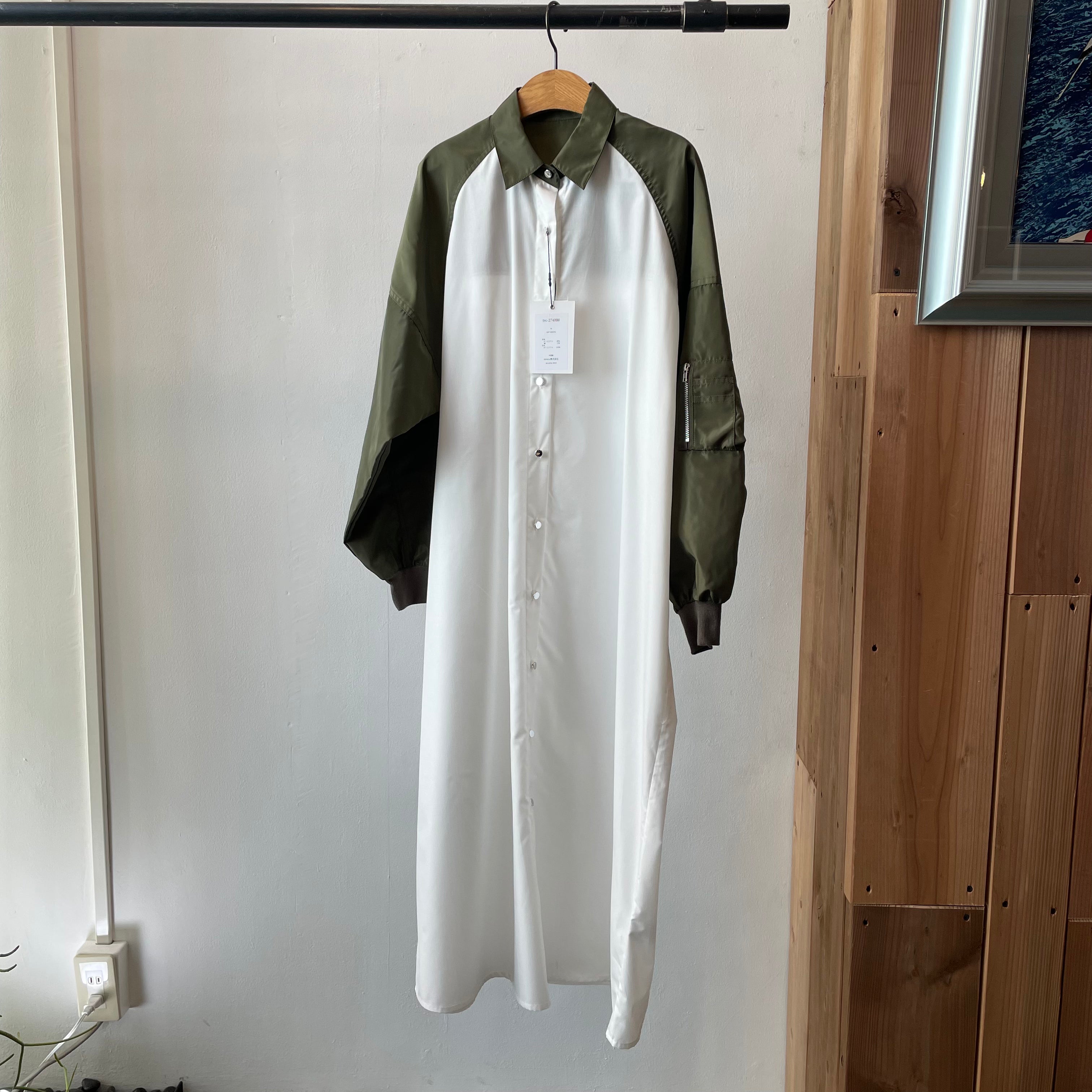 MA-1スリーブシャツワンピース　-カーキ-　※3/12頃〜順次配送予定