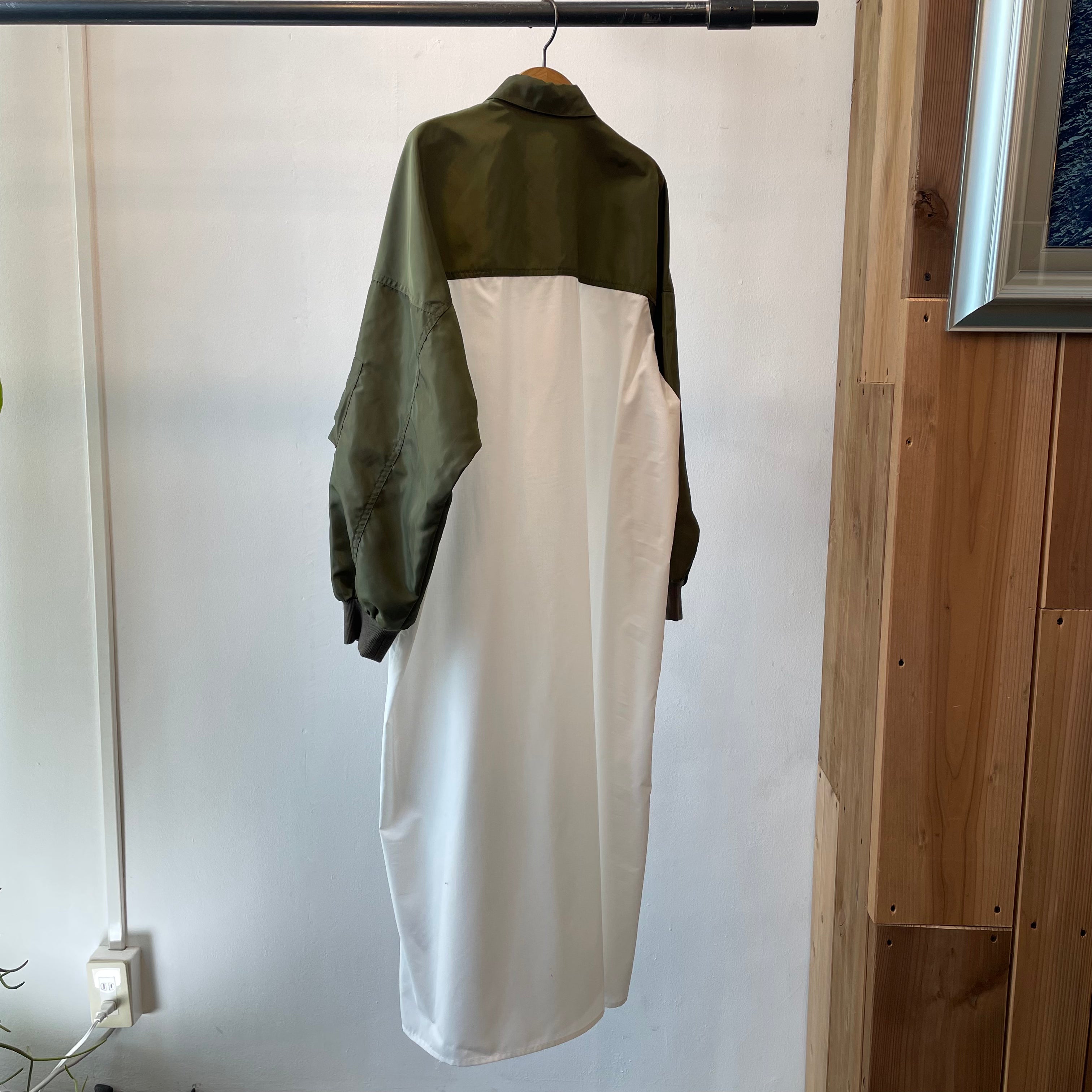 MA-1スリーブシャツワンピース　-カーキ-　※3/12頃〜順次配送予定