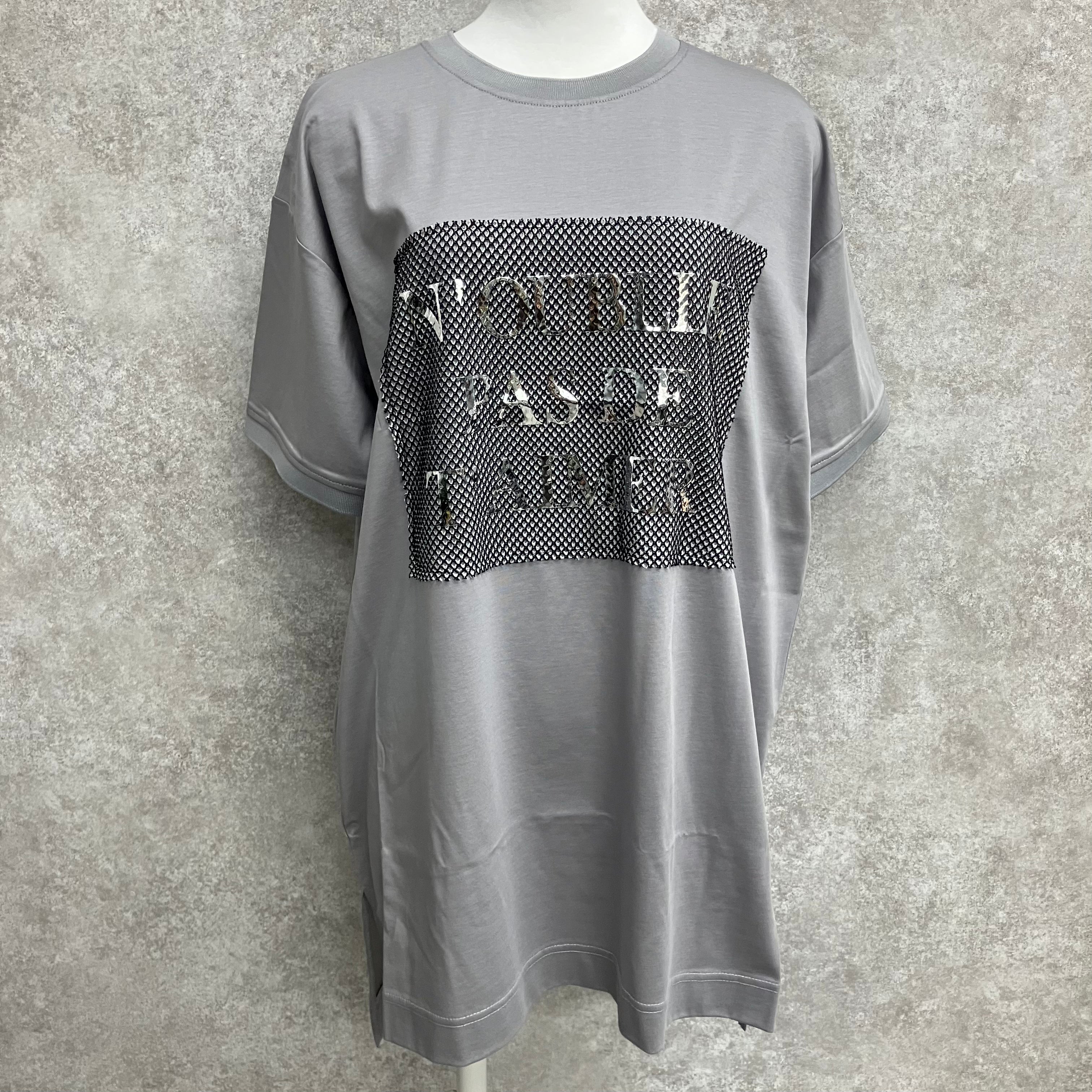 網目風ロゴTシャツ　-グレー-　※7/9~7/15迄に順次発送予定