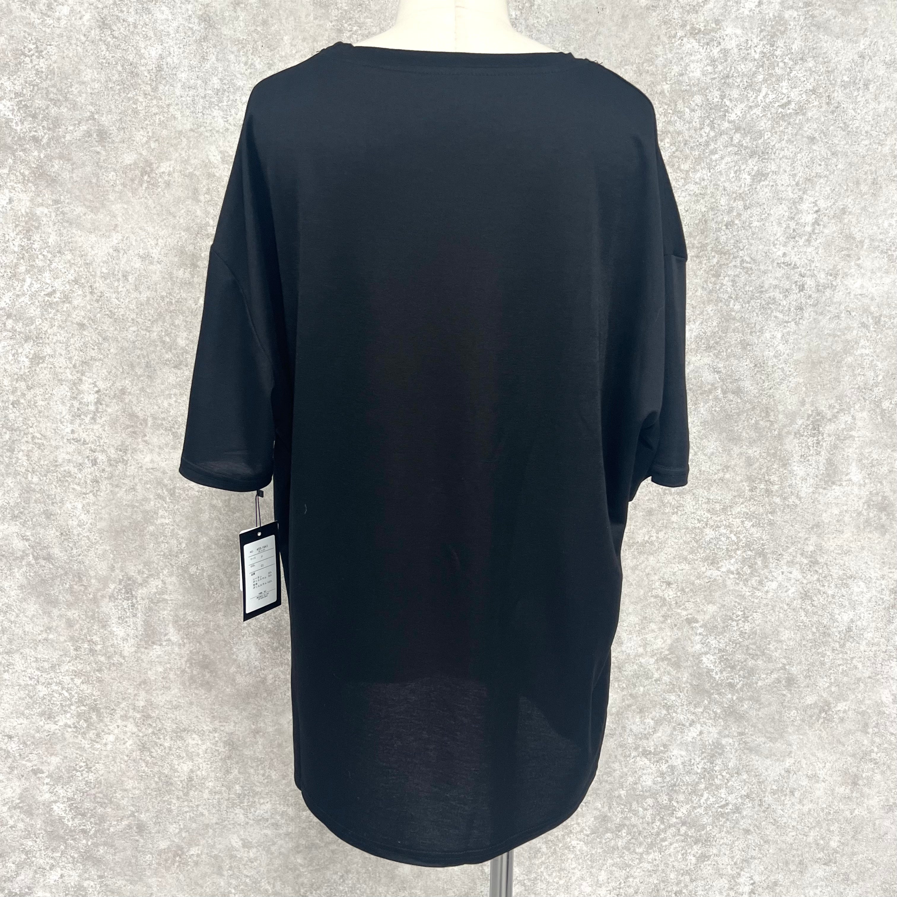 チュール付きオーバーサイズTシャツ -ブラック-　※5/28~6/3迄に順次発送予定
