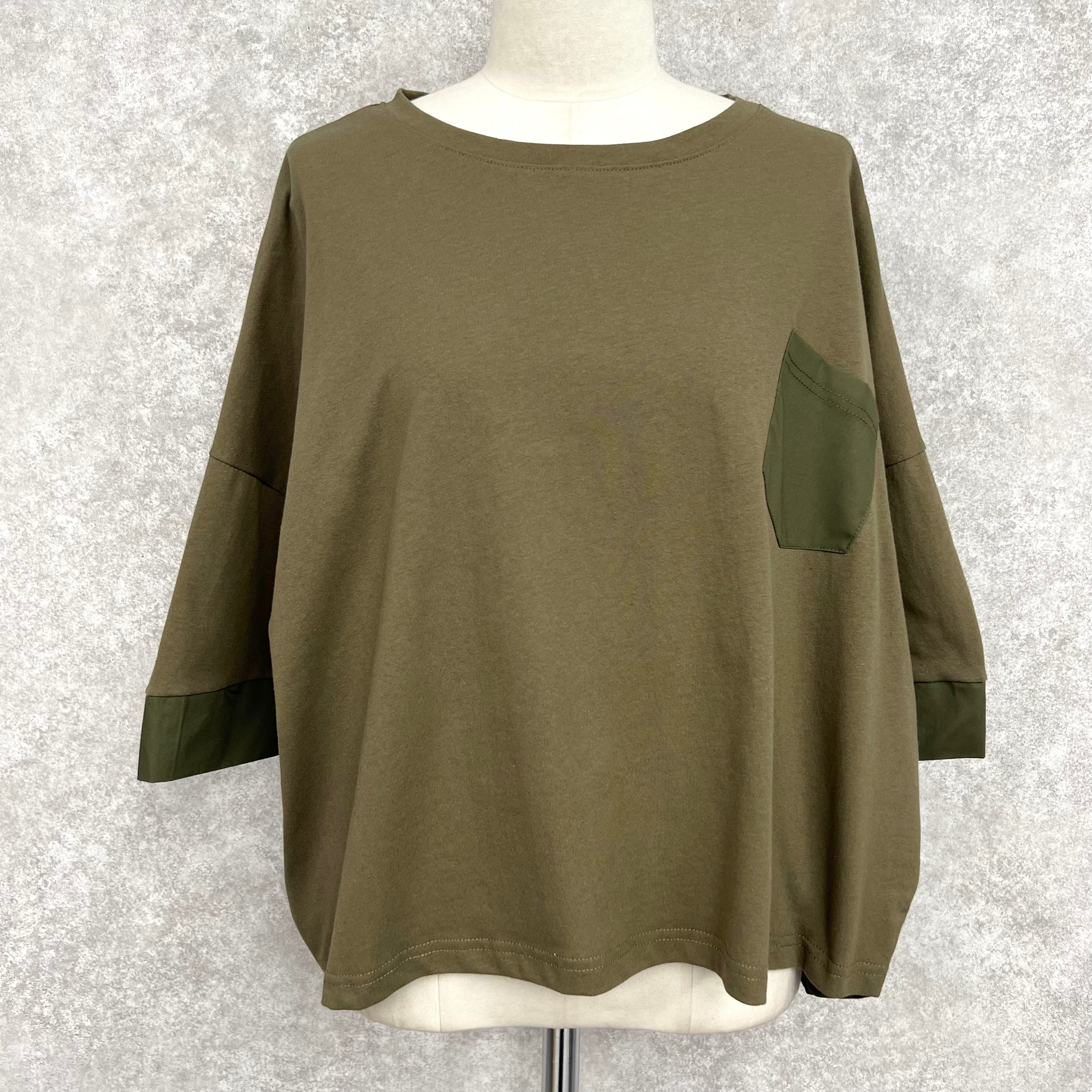 5分丈シンプルTシャツ　-カーキ-　 ※5/28~6/3頃に順次発送予定