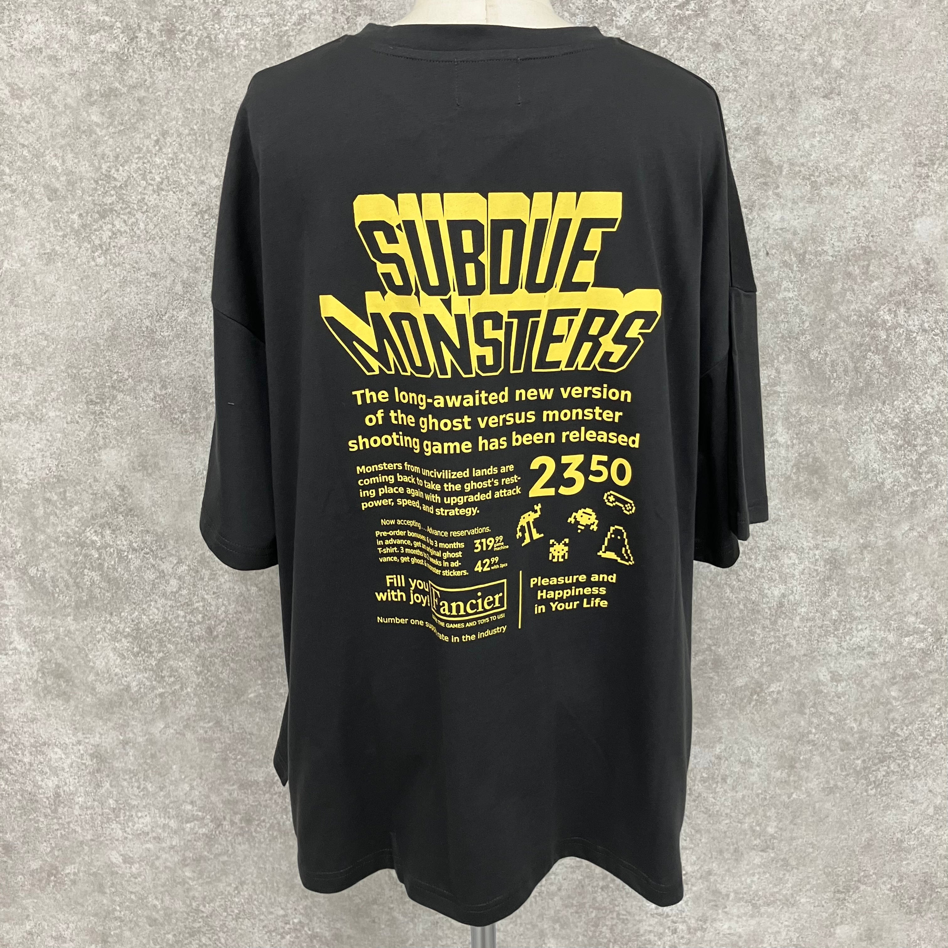 ゲームおばけ刺繍&プリントBIG Tシャツ　-ブラック-　 ※7/30-8/5迄に順次発送予定