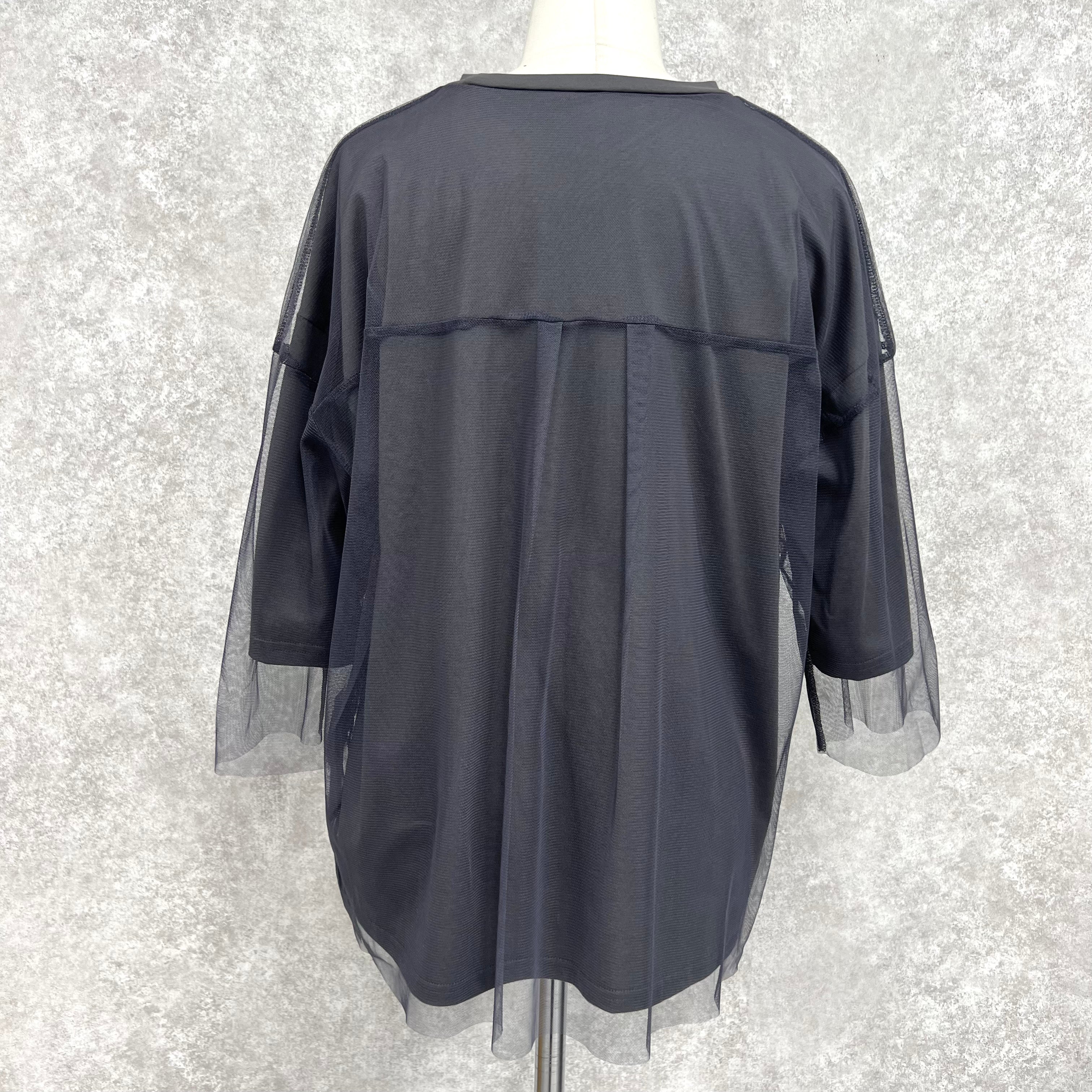 シースルーレイヤードTシャツ　-チャコール-　 ※7/30〜8/5迄に順次発送予定