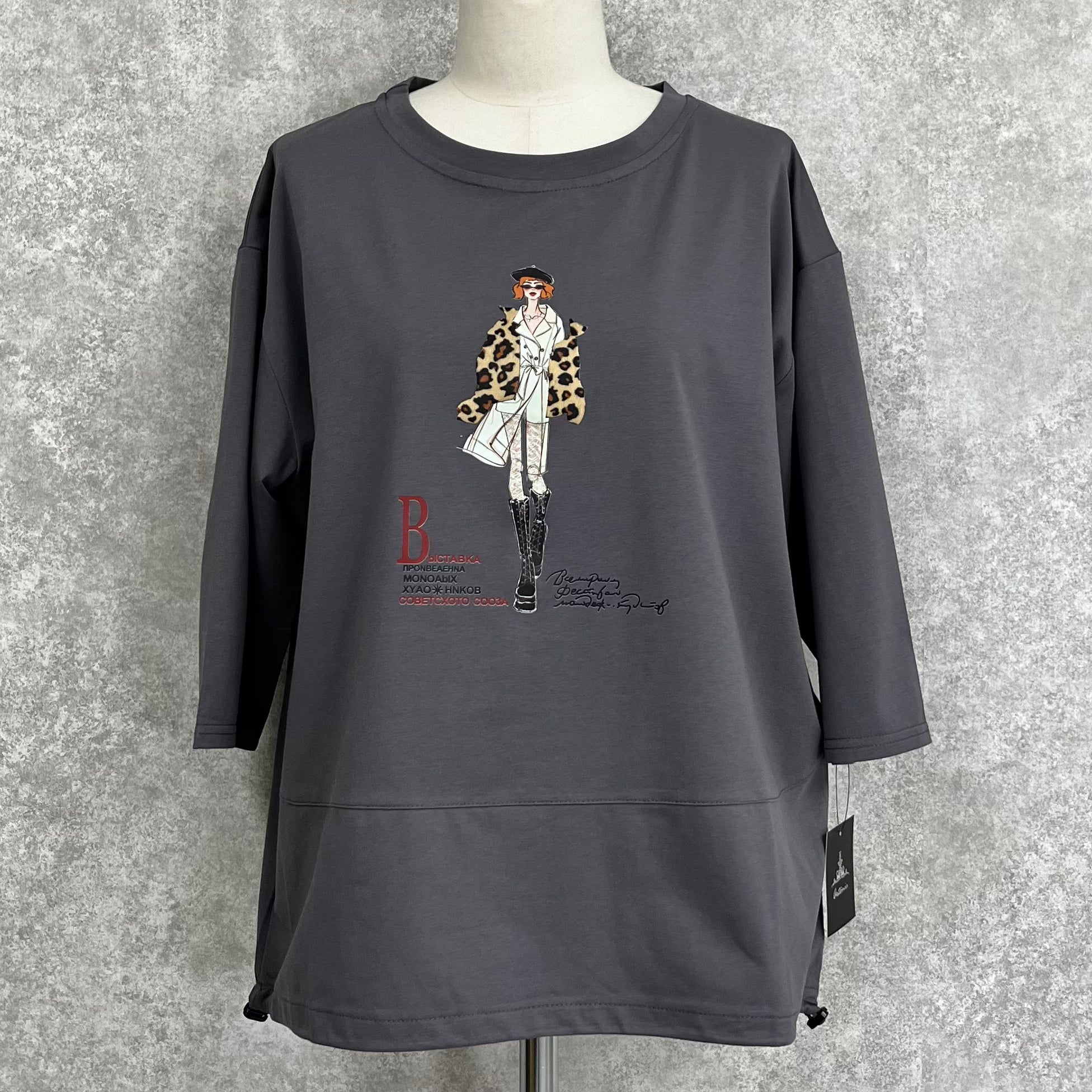 レオパードレディプリントTシャツ　-チャコール- ※3/12~3/18迄に順次発送予定