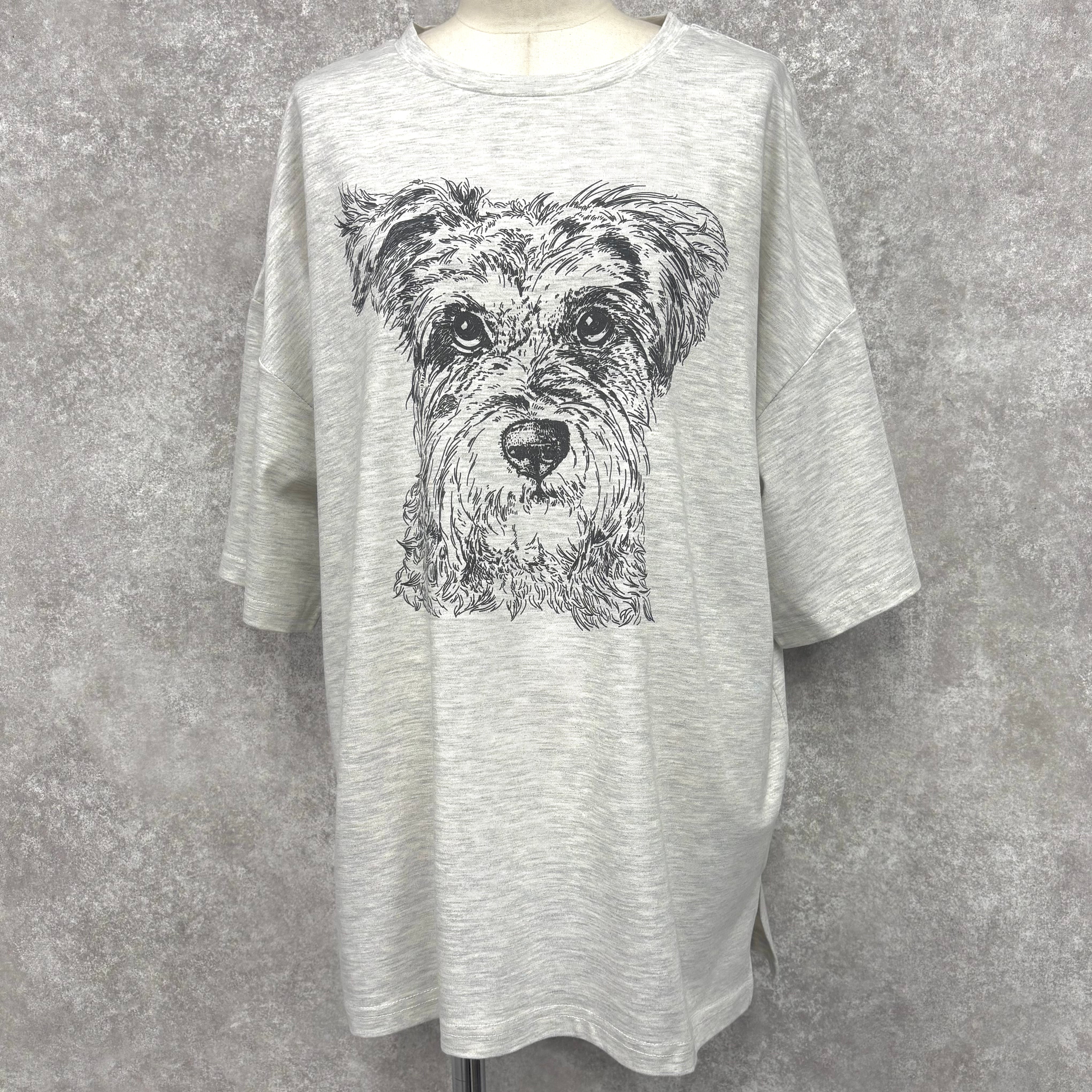 シュナウザー線画プリントビッグTシャツ　※6/11~17迄に順次発送予定