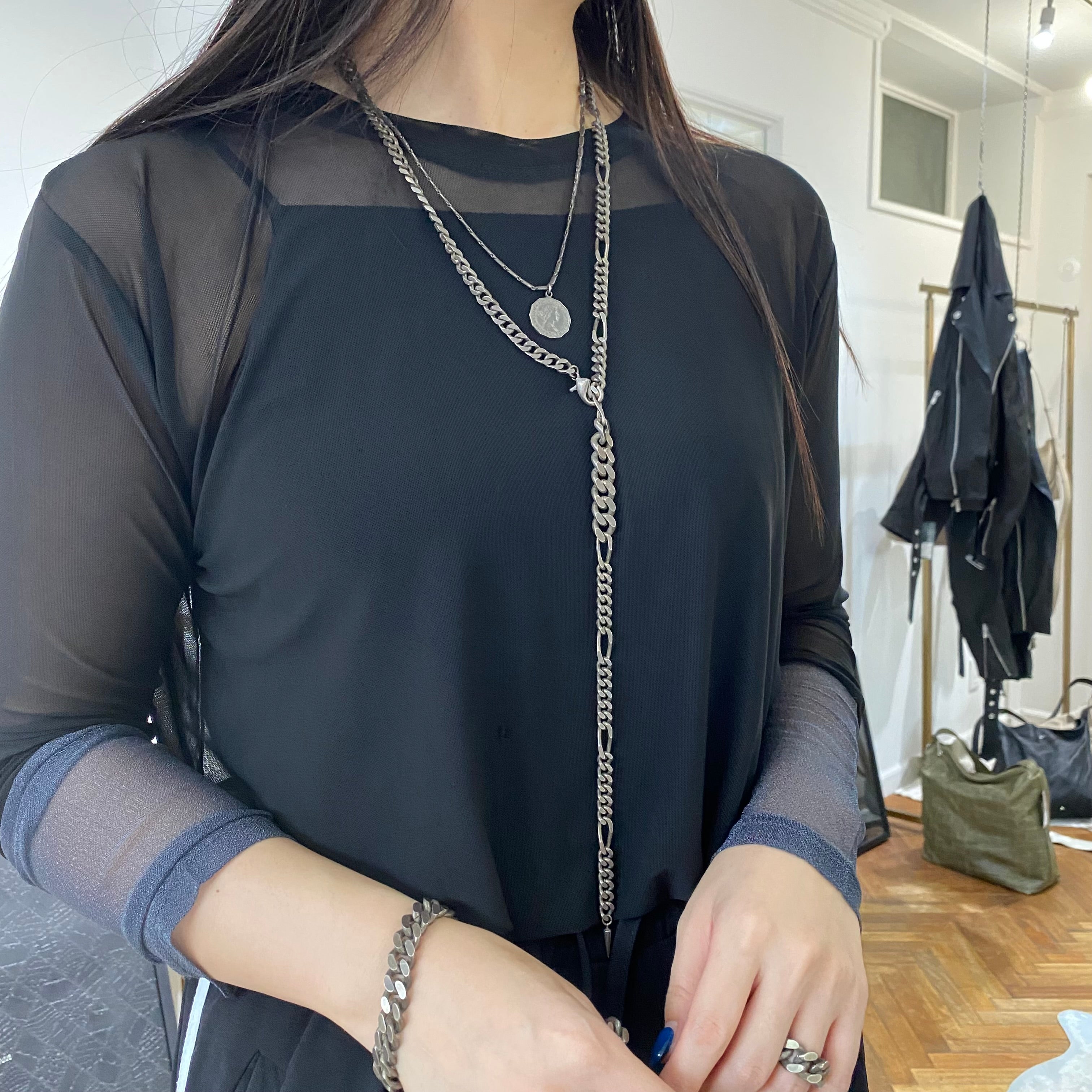 ⚠️予約【MULA001-102022】チェーンラリエットネックレス -マットグレー-　※R7. 6月末納品予定