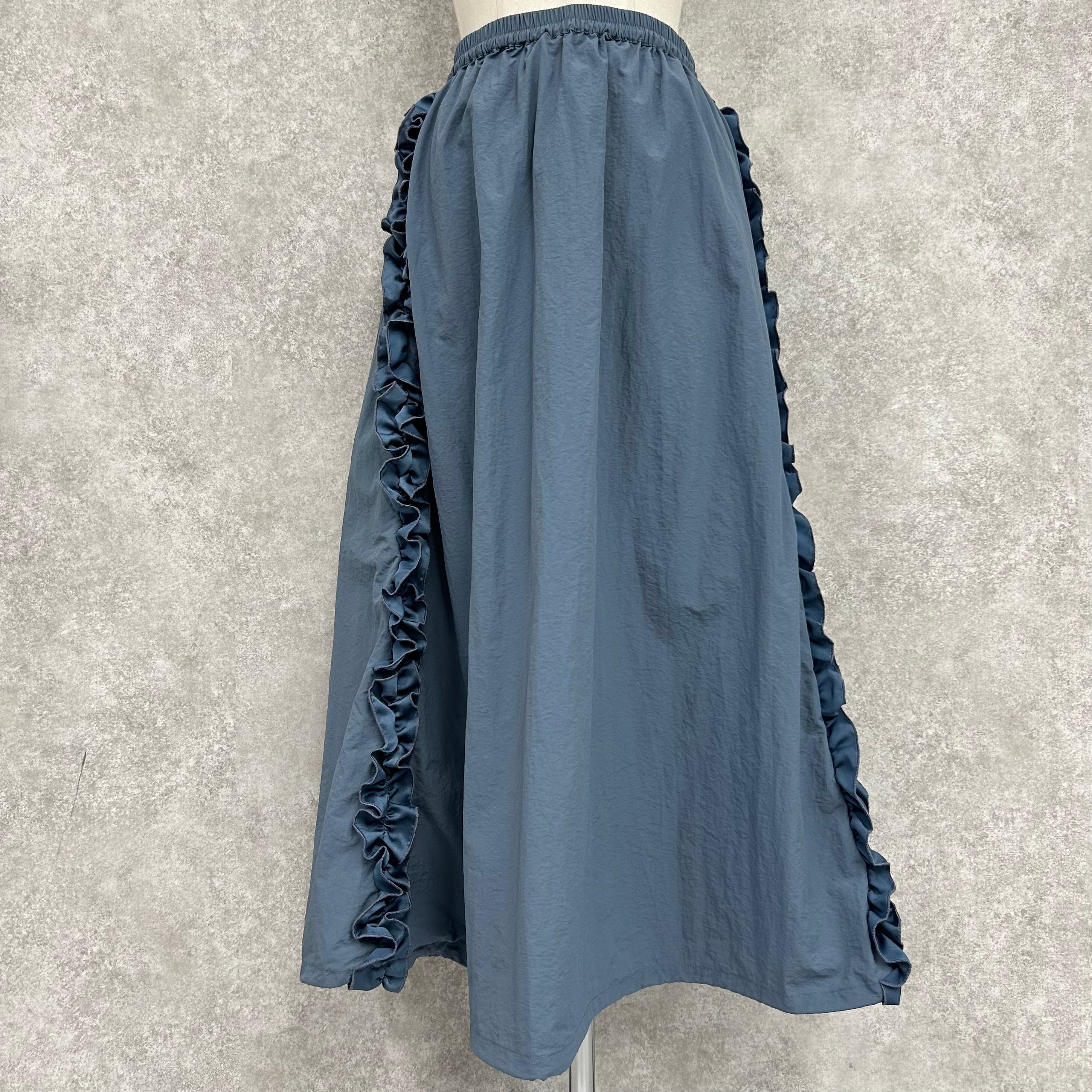 🉐サイドフリルラインバルーンスカート　-グレーサックス-　※4/9~15迄に順次発送予定