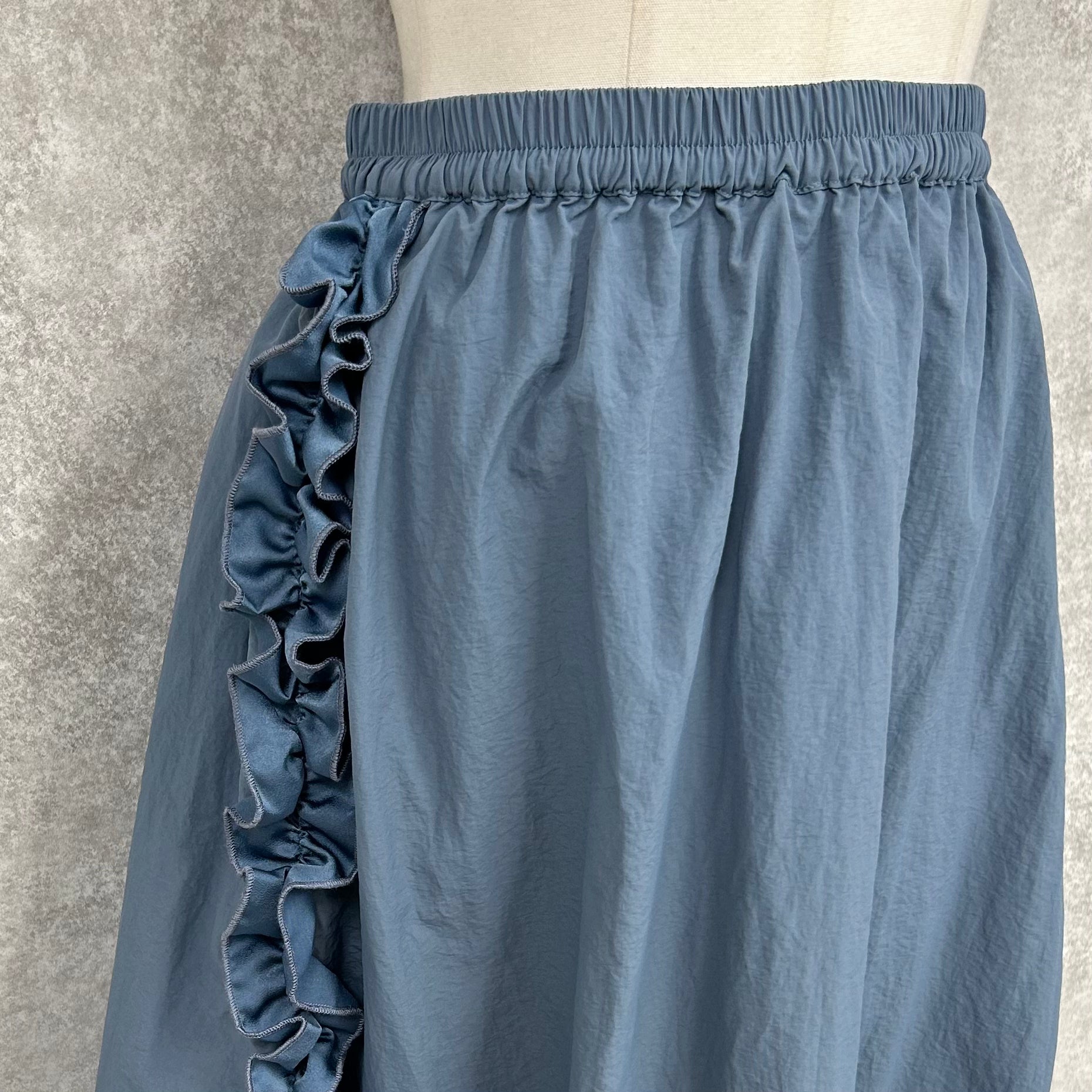 🉐サイドフリルラインバルーンスカート　-グレーサックス-　※4/9~15迄に順次発送予定