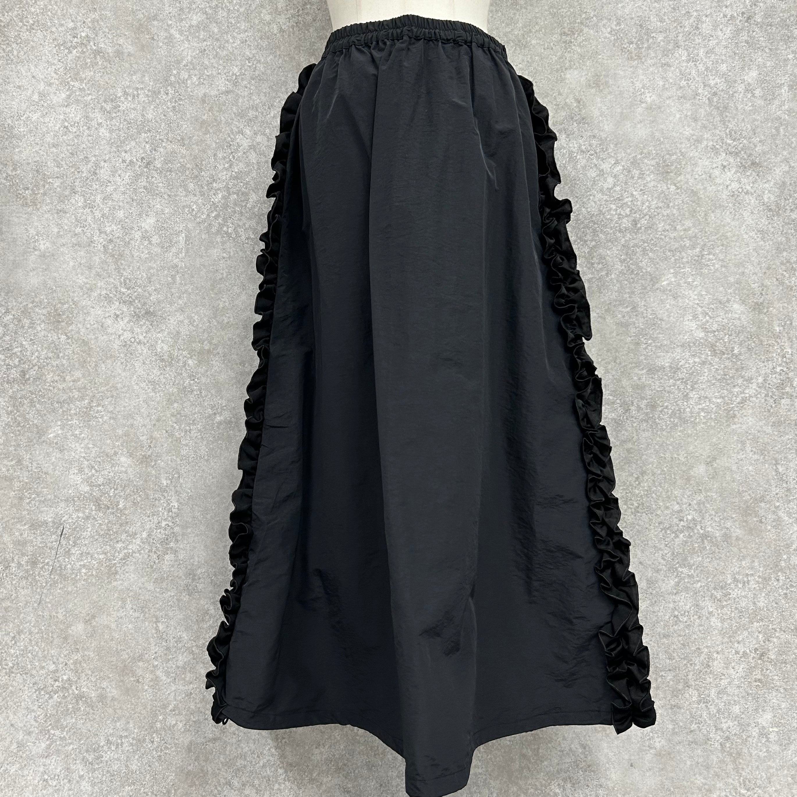 🉐サイドフリルラインバルーンスカート　-ブラック-　※4/9~15迄に順次発送予定
