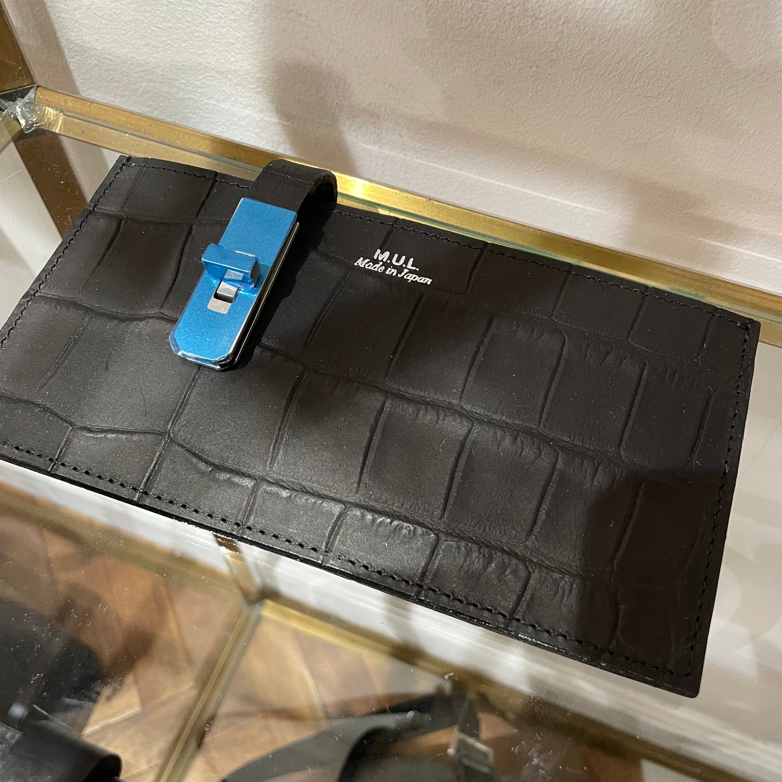 【M.U.L.】フラットロングウォレット  -ブラック-　クロコダイル型押し ※4/22~26順次発送予定