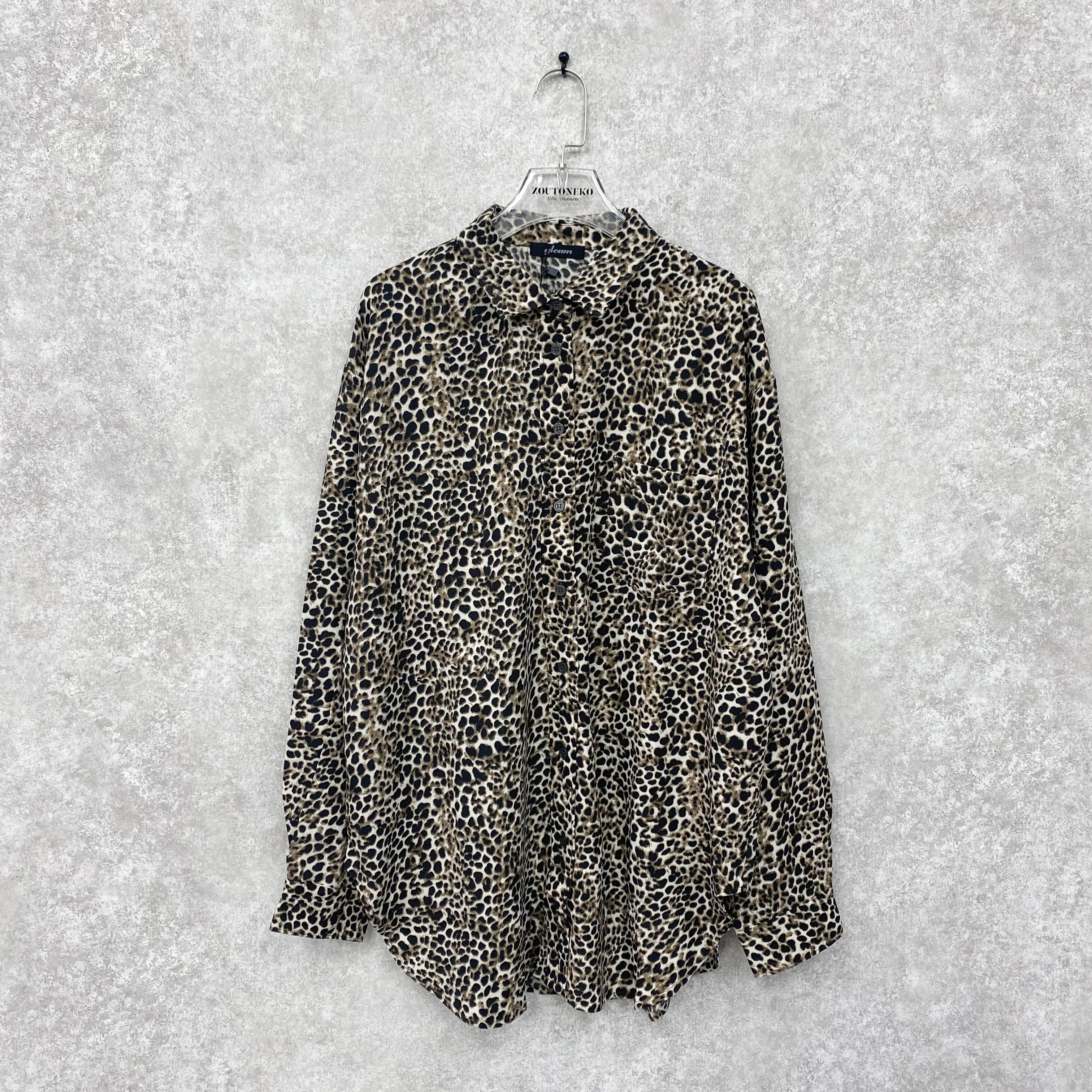ヒョウ柄BIGシャツ　ベージュベース　※12/10-16より順次発送