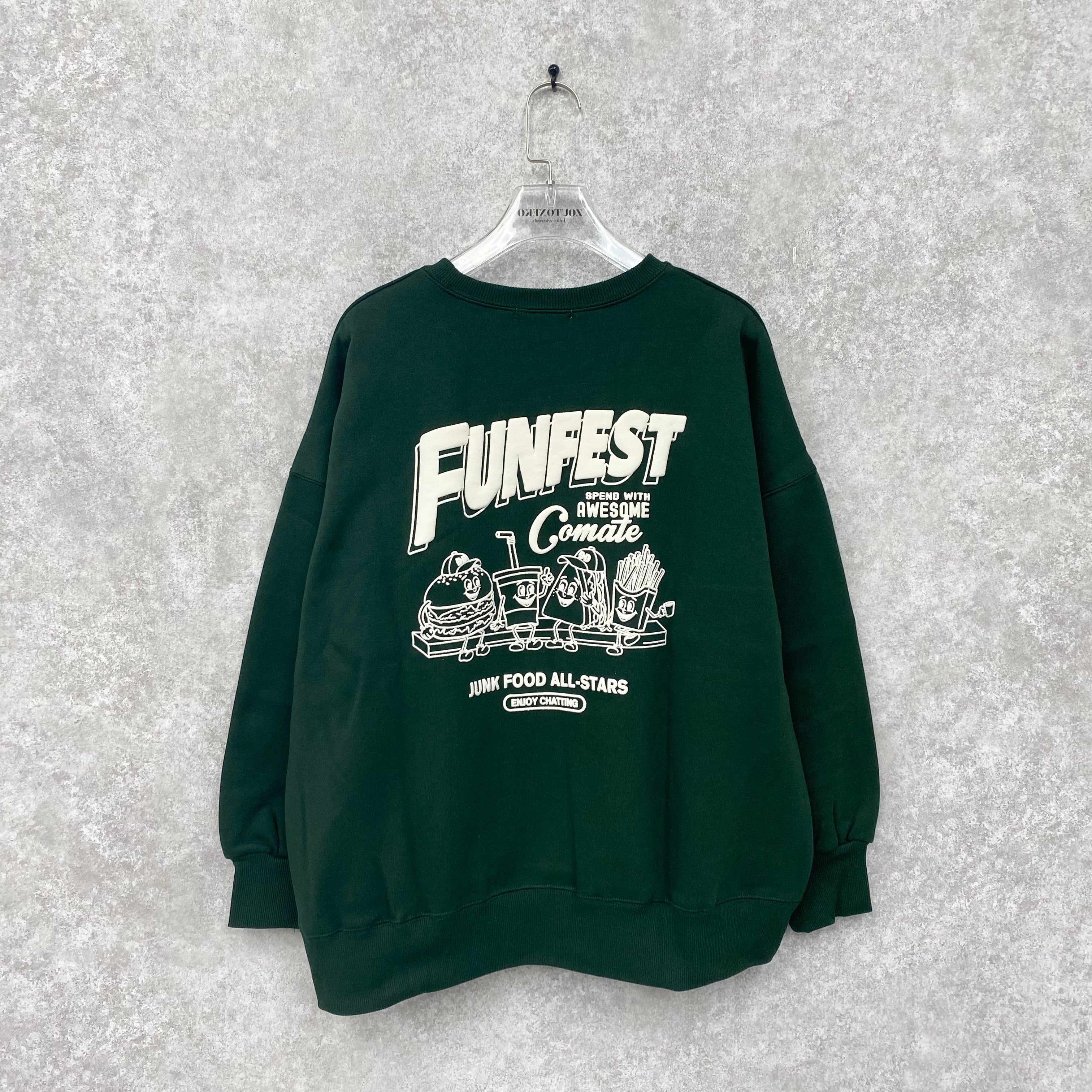 人気food大集合刺繍&プリントBIGプルオーバー　ジャングルグリーン　※12/3-9頃より順次発送予定