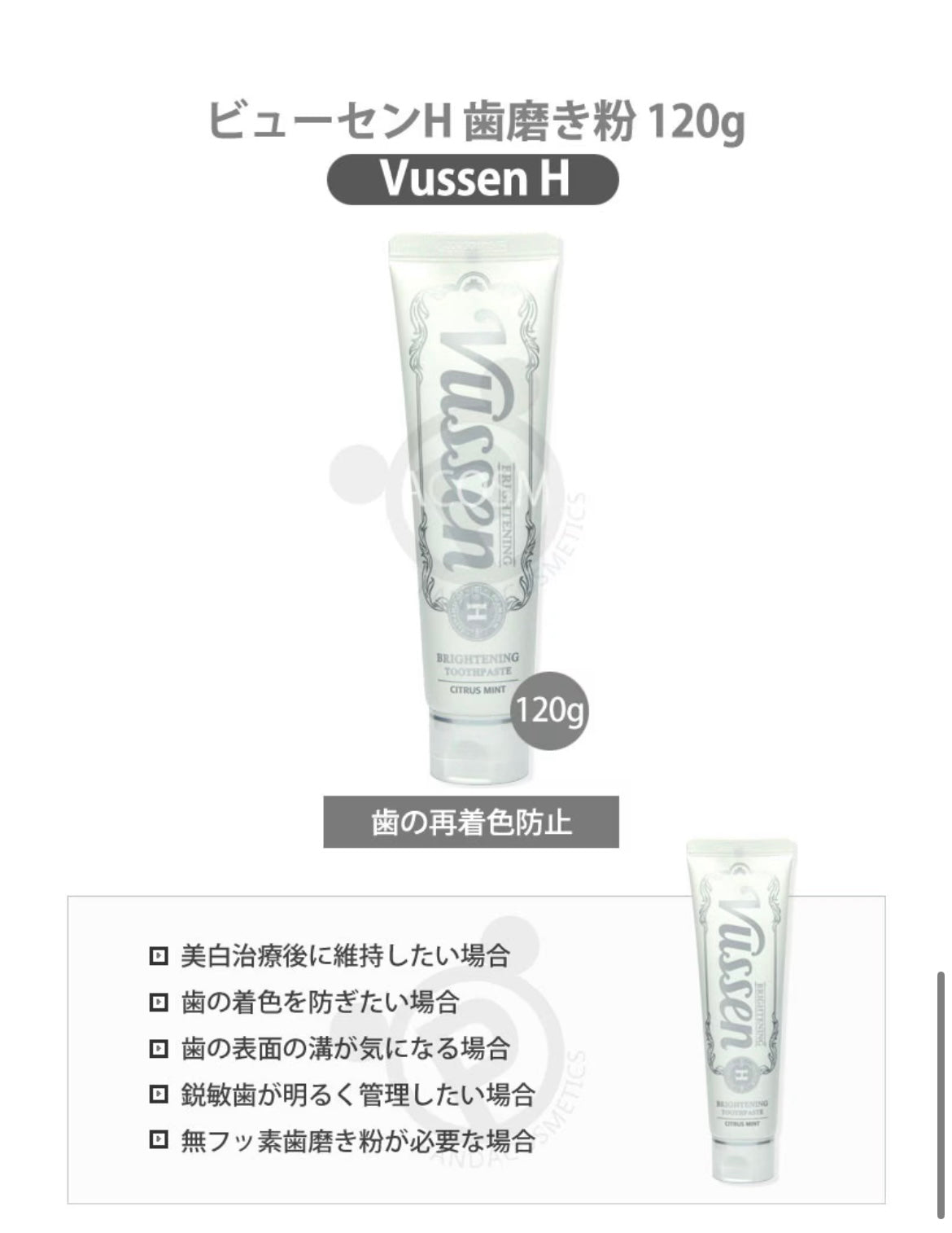 【Vussen】ビューセン 歯磨き粉　H　120g※7/8〜7/19迄に順次発送予定