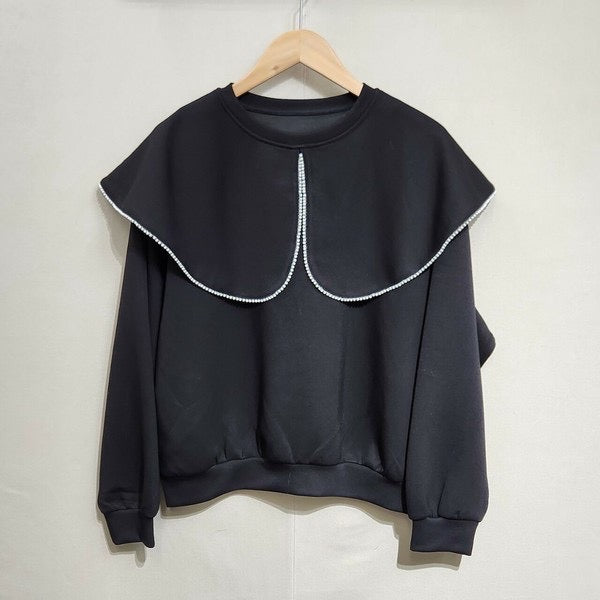 ケープパールスウェットトップス　-ブラック-　※11/26~12/2頃より順次発送予定