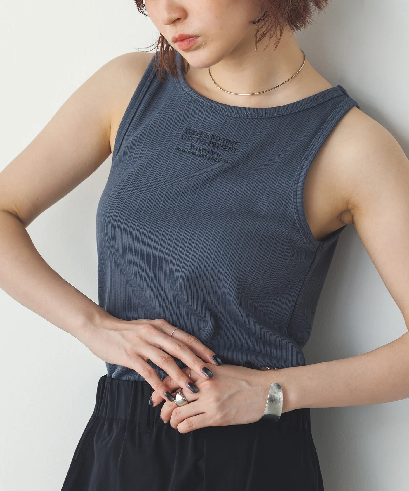 リブロゴ刺繍タンク　-チャコール-　※8/6〜12迄に順次発送予定