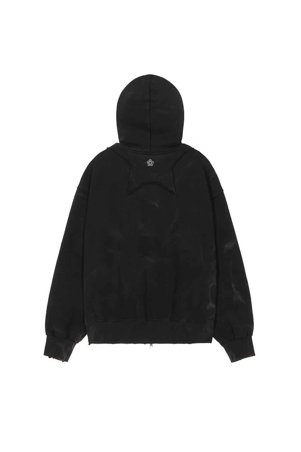※予約商品【ULKIN】MUGUNG Bleach Washed Cotton Hoodie Zip-up_Black　※12月頃より順次配送予定