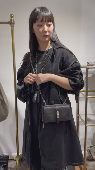 M.U.L Leather ショルダーバッグ リザード型押しレザー GREY
