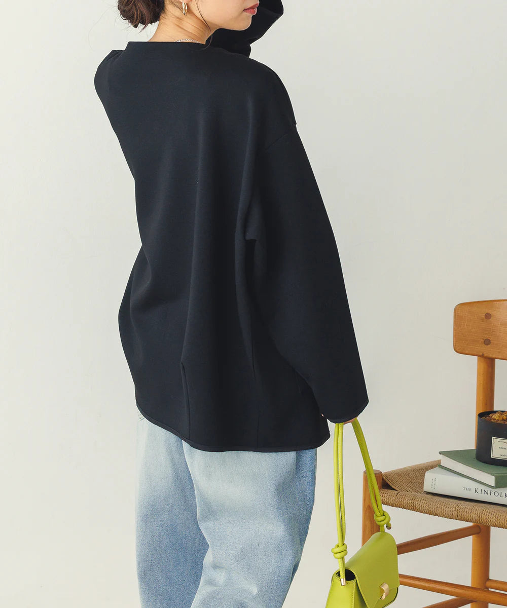 【hunch】ダンボールハトメバーカーディガン　-ブラック-　※11/26〜12/2頃より順次発送予定