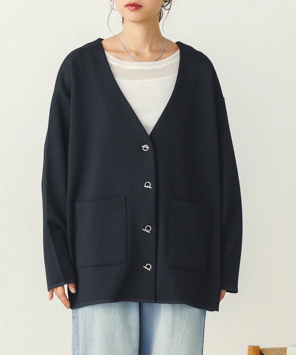 【hunch】ダンボールハトメバーカーディガン　-ブラック-　※11/26〜12/2頃より順次発送予定
